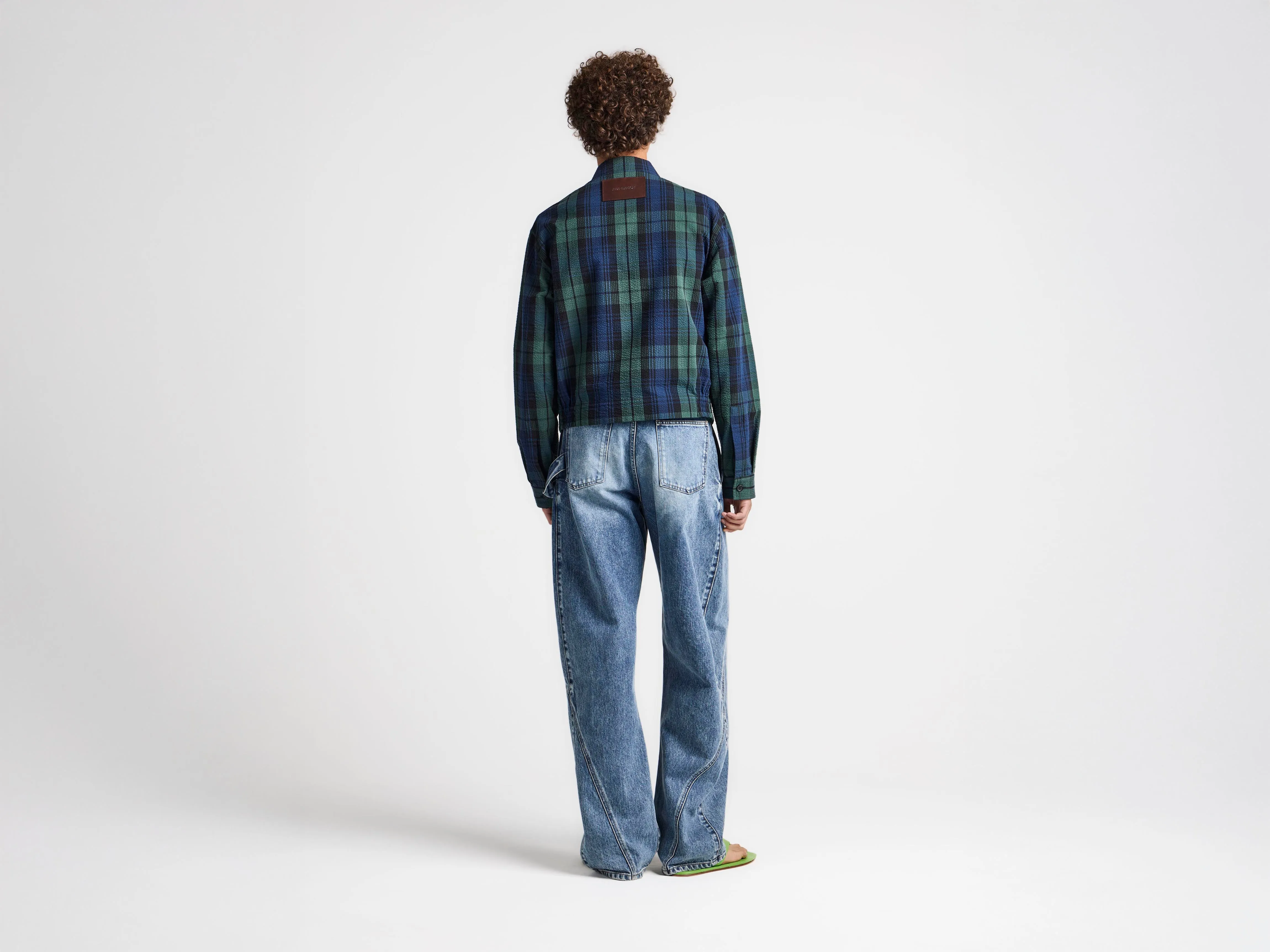 MENS FRONT ZIP BLOUSON IN NAVY & GREEN sold by J.W. Anderson