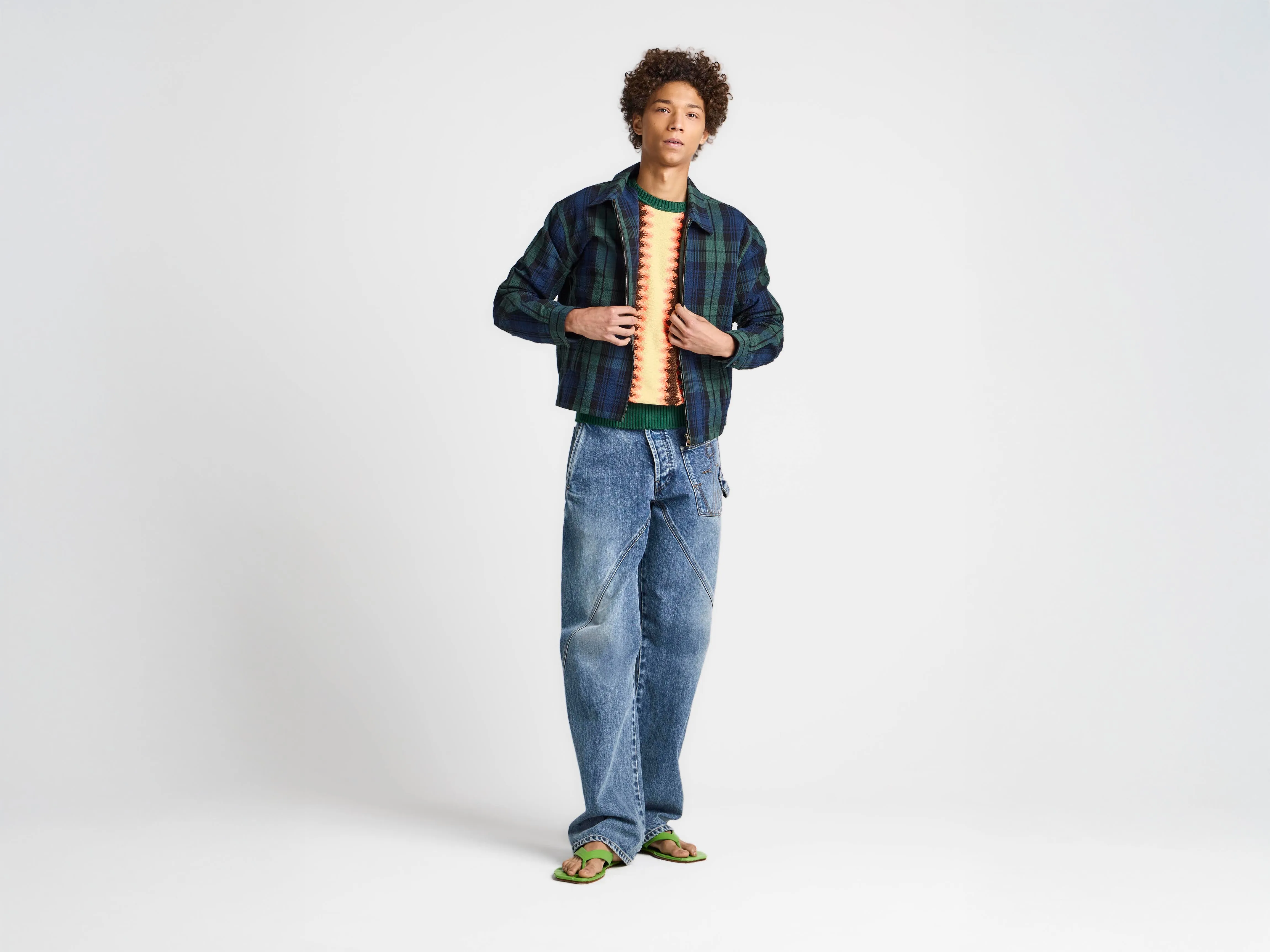 MENS FRONT ZIP BLOUSON IN NAVY & GREEN sold by J.W. Anderson product image thumbnail 5