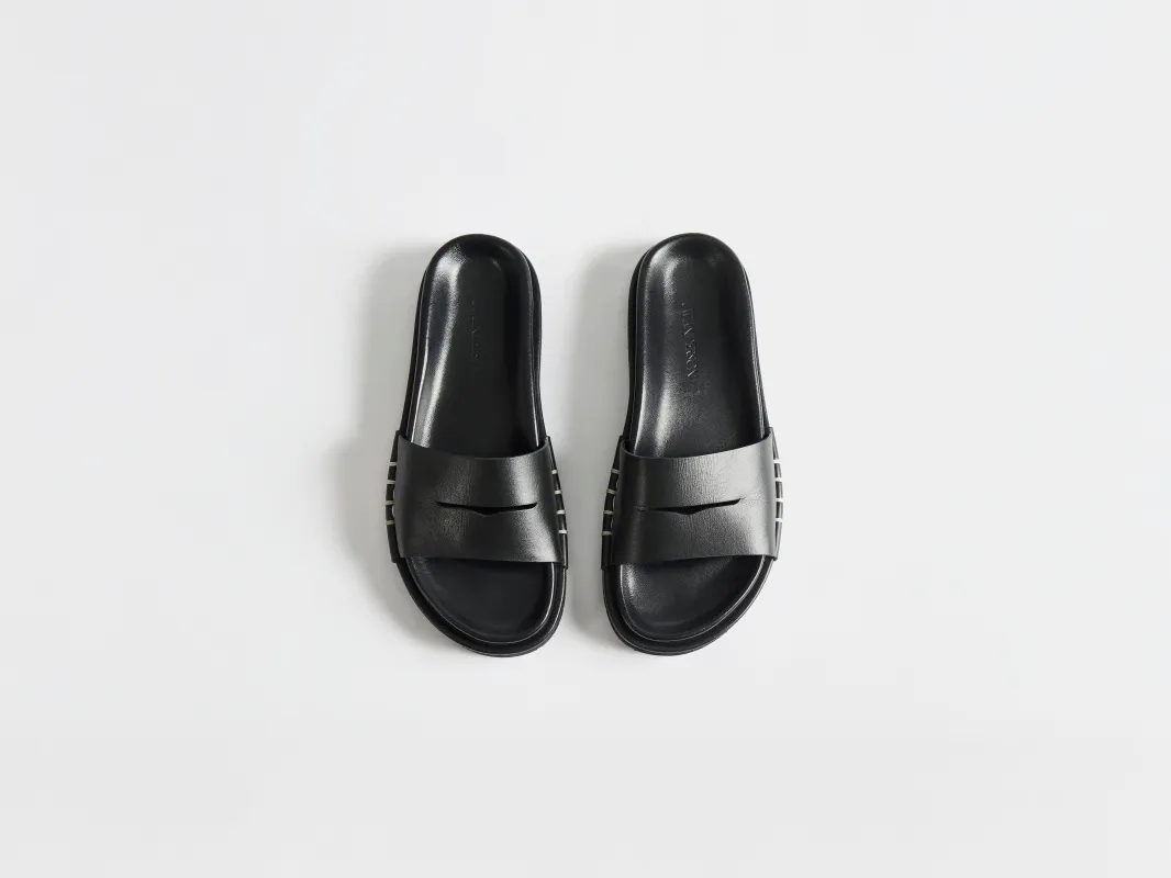 WOMENS FUSSBETT LOAFER LEATHER SLIDES IN BLACK made by J.W. Anderson