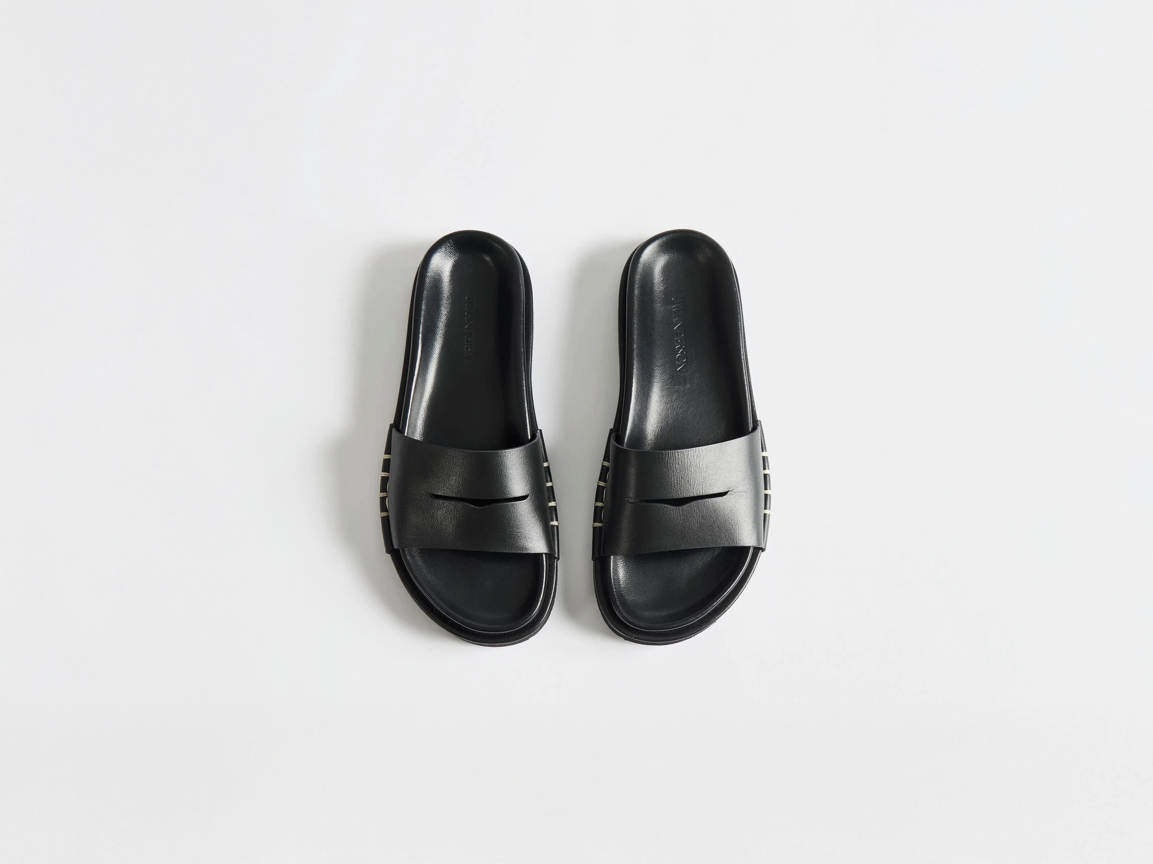 WOMENS FUSSBETT LOAFER LEATHER SLIDES IN BLACK sold by J.W. Anderson