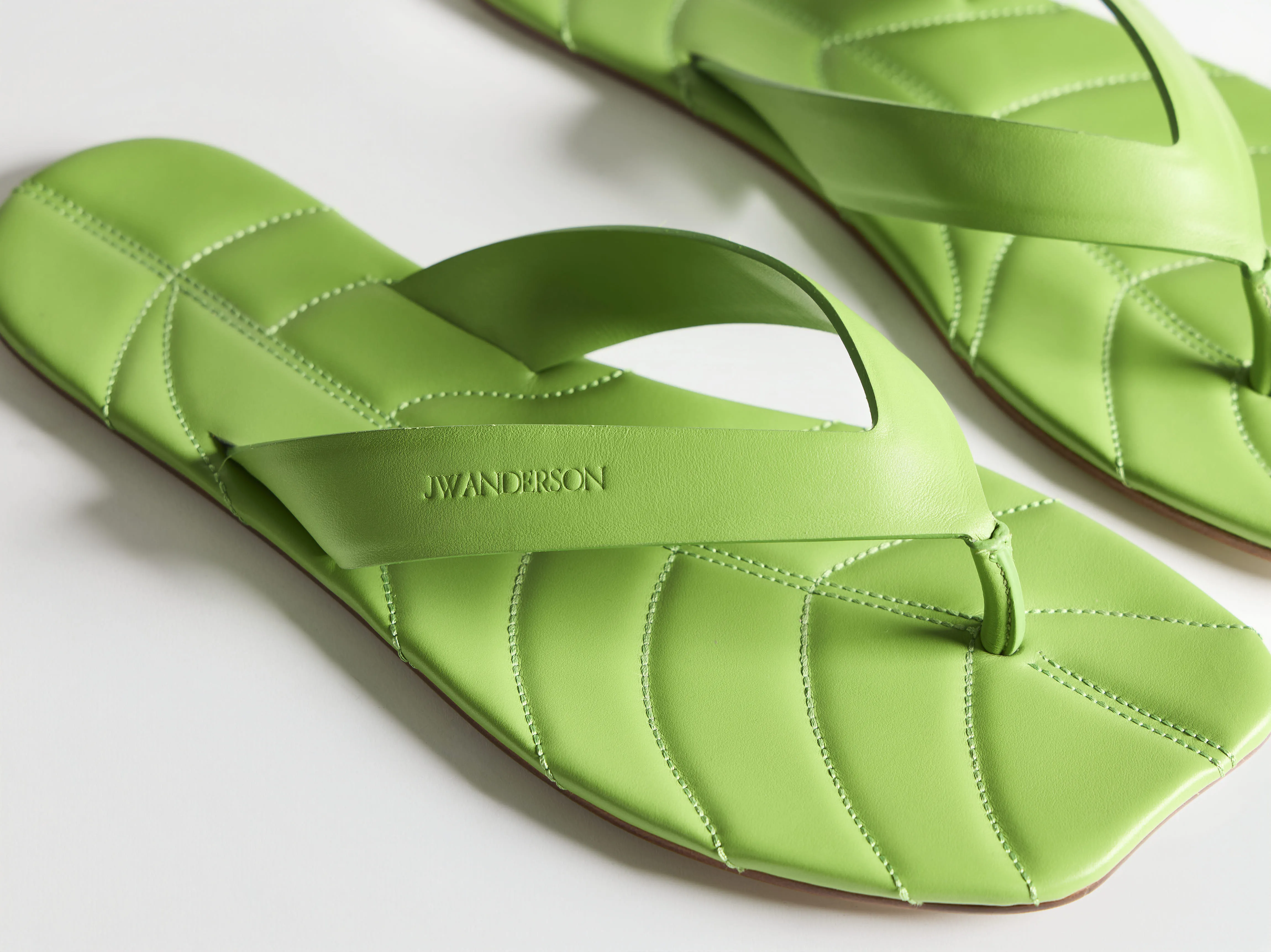 WOMENS LEATHER LEAF SLIDES IN LIME sold by J.W. Anderson product image thumbnail 3