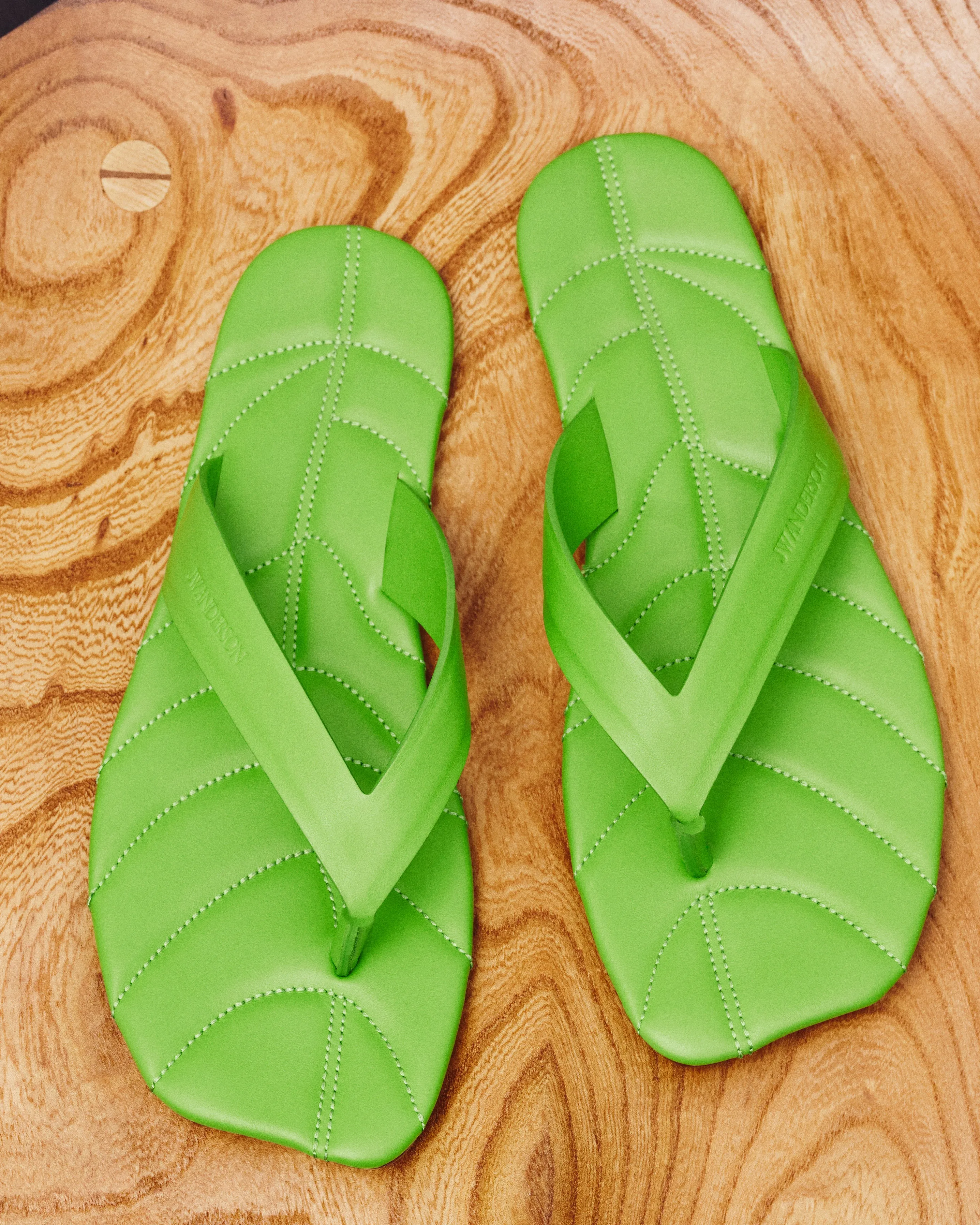WOMENS LEATHER LEAF SLIDES IN LIME sold by J.W. Anderson product image thumbnail 4