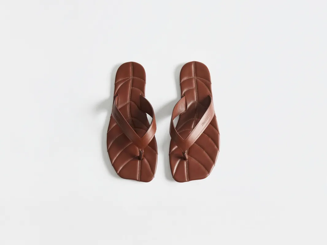 WOMENS LEATHER LEAF SLIDES IN BROWN made by J.W. Anderson