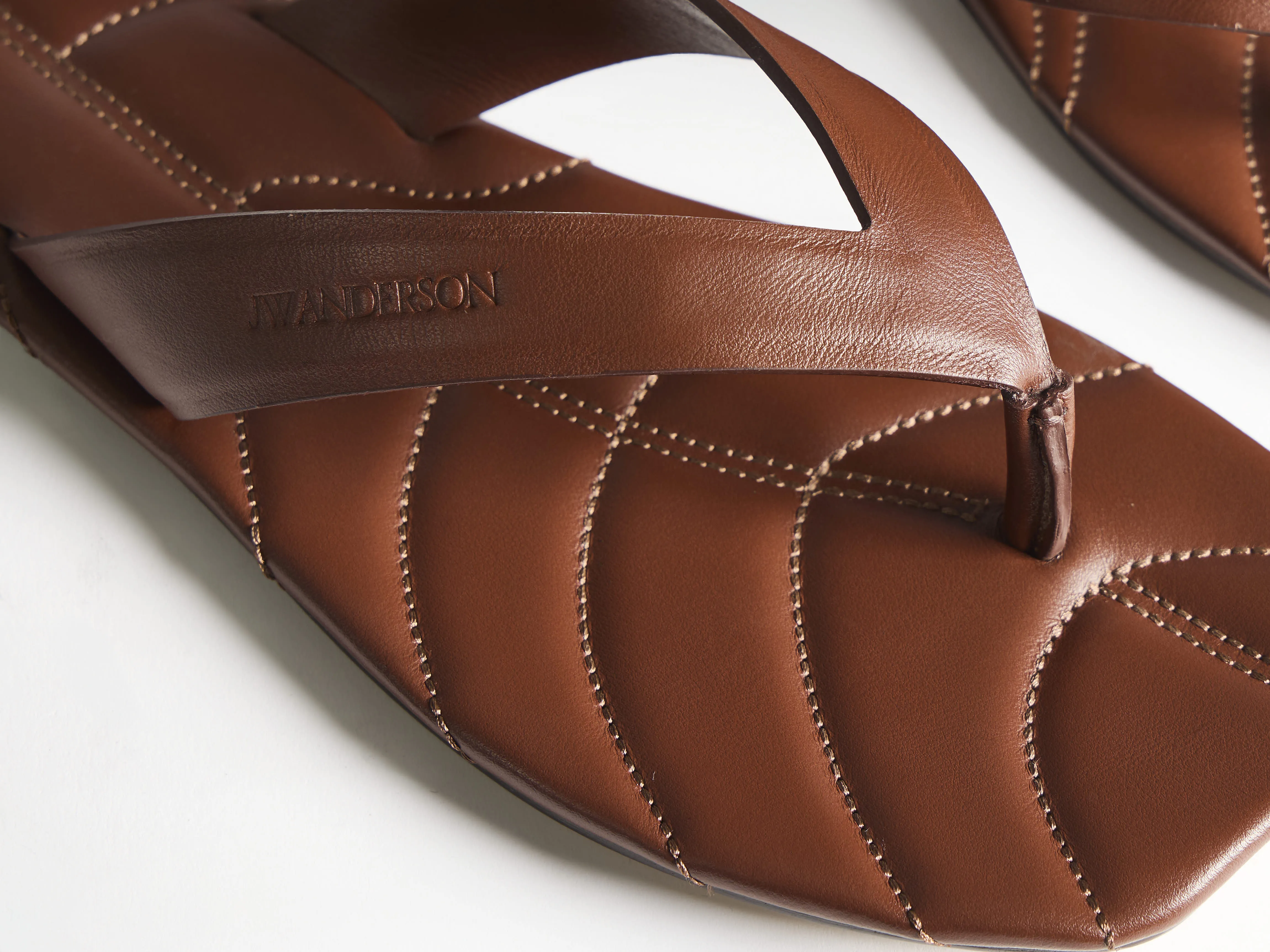 WOMENS LEATHER LEAF SLIDES IN BROWN sold by J.W. Anderson product image thumbnail 4