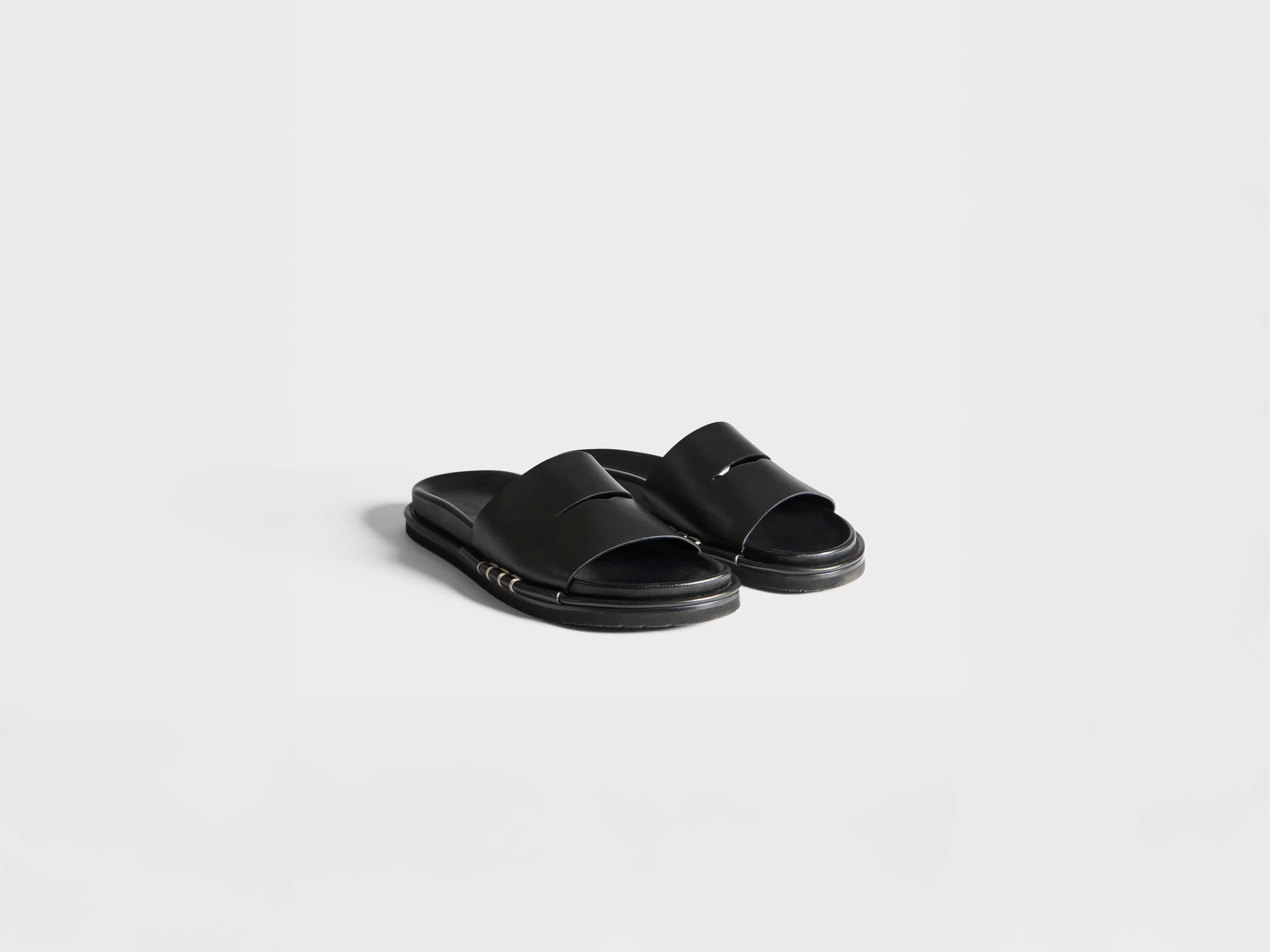 MENS FUSSBETT LOAFER LEATHER SLIDES IN BLACK sold by J.W. Anderson