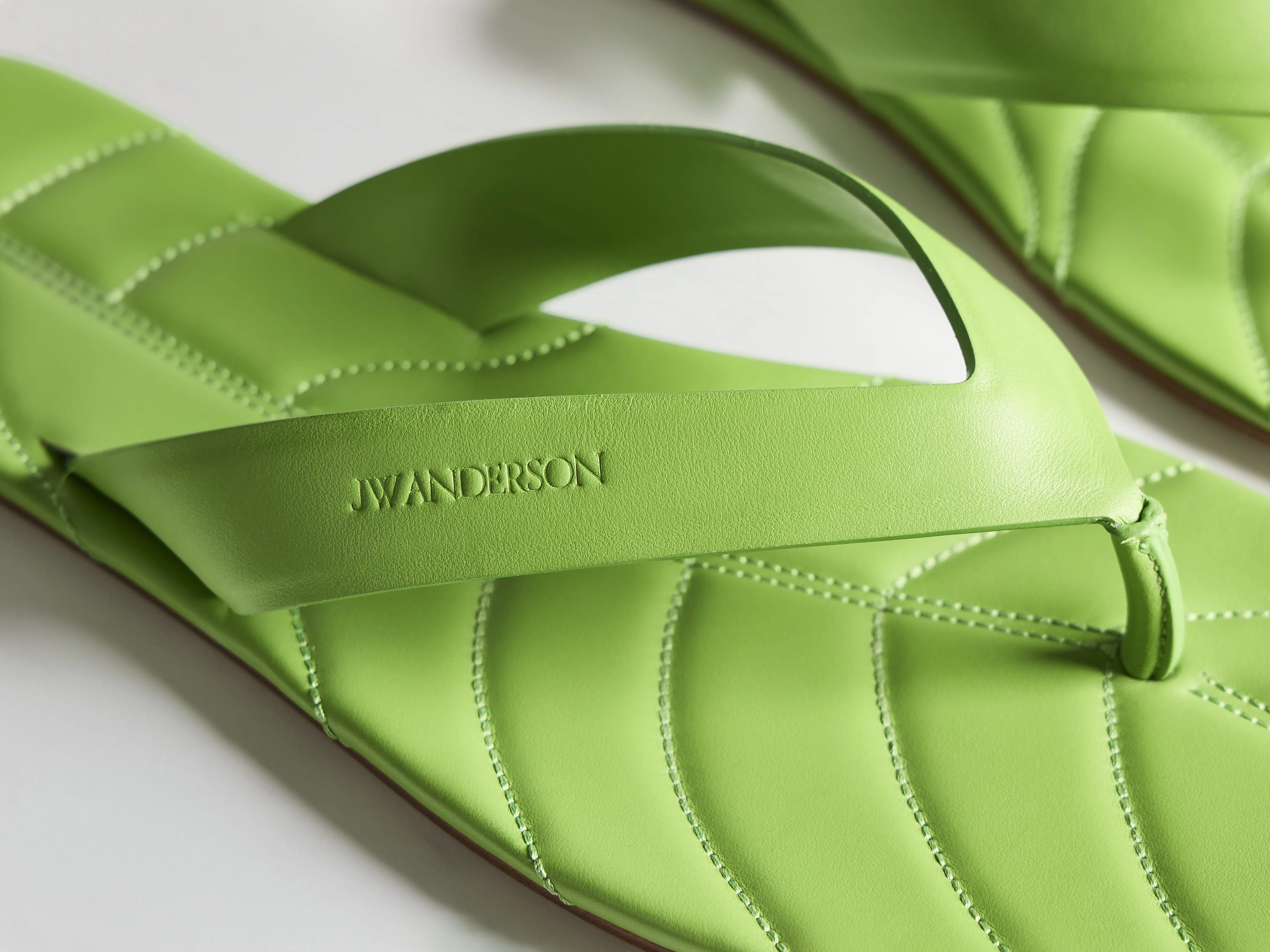 MENS LEATHER LEAF SLIDES IN LIME sold by J.W. Anderson product image thumbnail 4