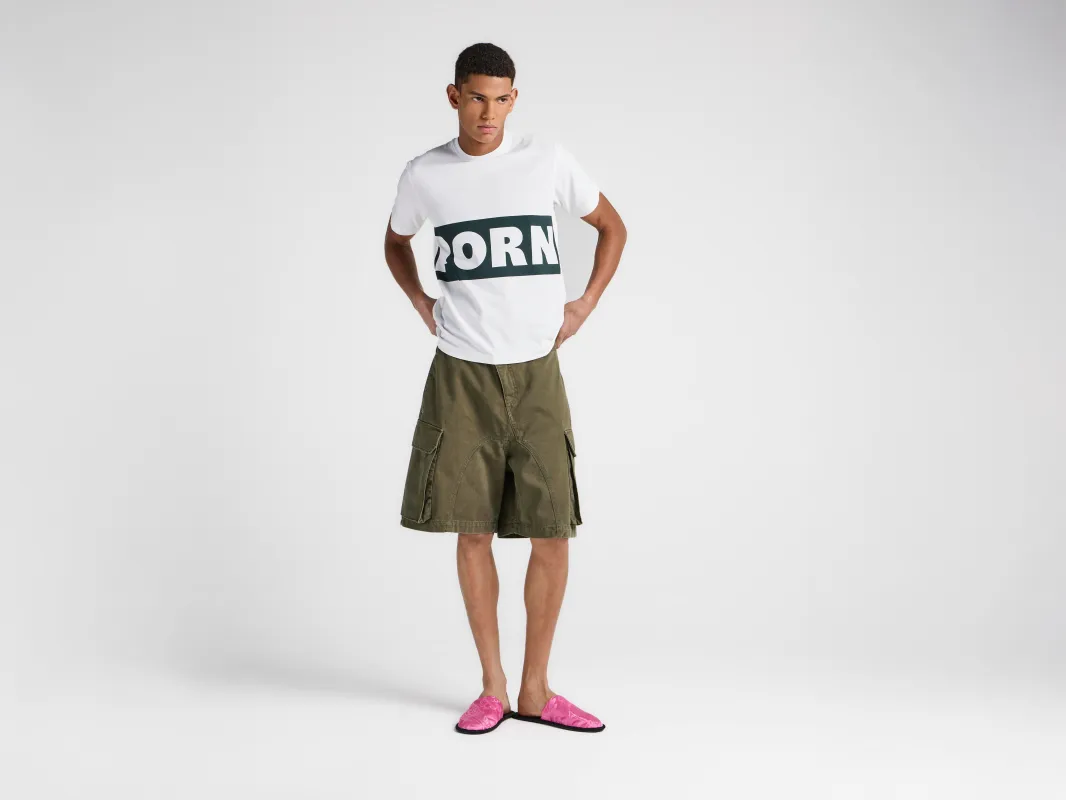 MENS PORN T-SHIRT IN WHITE & GREEN made by J.W. Anderson