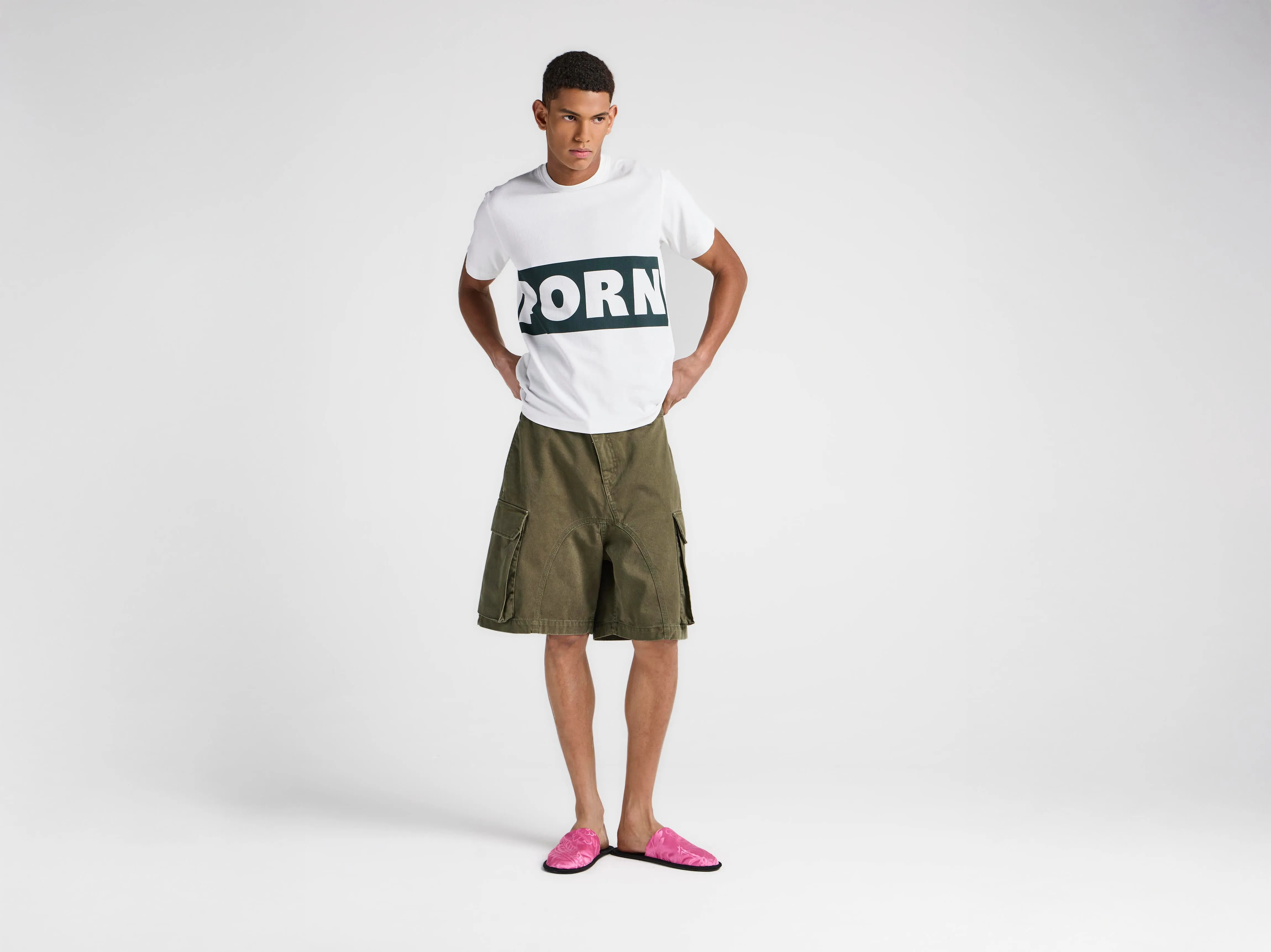 MENS PORN T-SHIRT IN WHITE & GREEN sold by J.W. Anderson