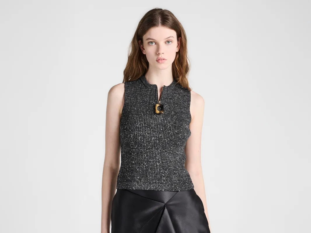 WOMENS ZIPPED TANK TOP IN BLACK made by J.W. Anderson