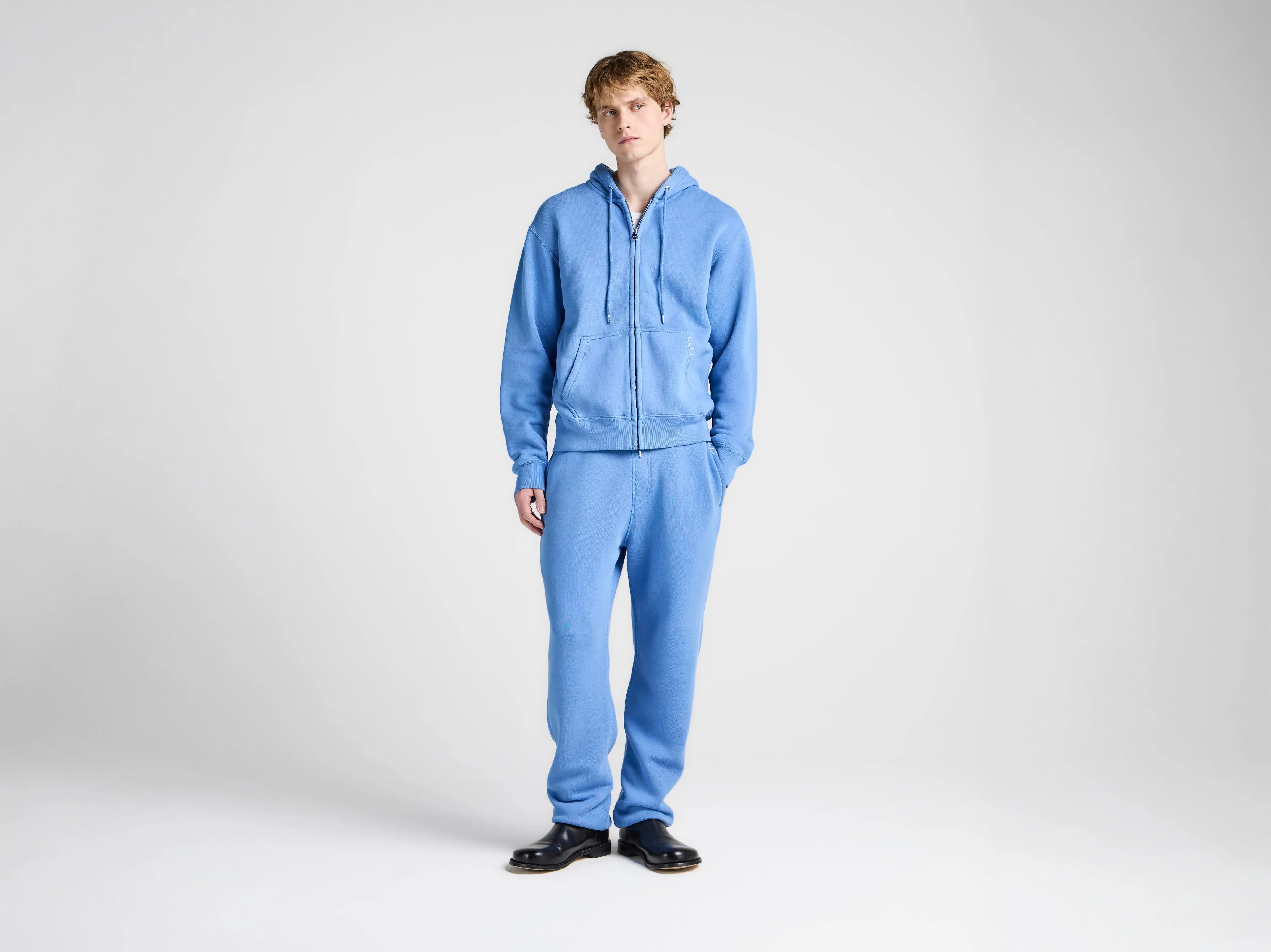 MENS FRONT ZIP HOODIE IN WASHED BLUE sold by J.W. Anderson product image thumbnail 4
