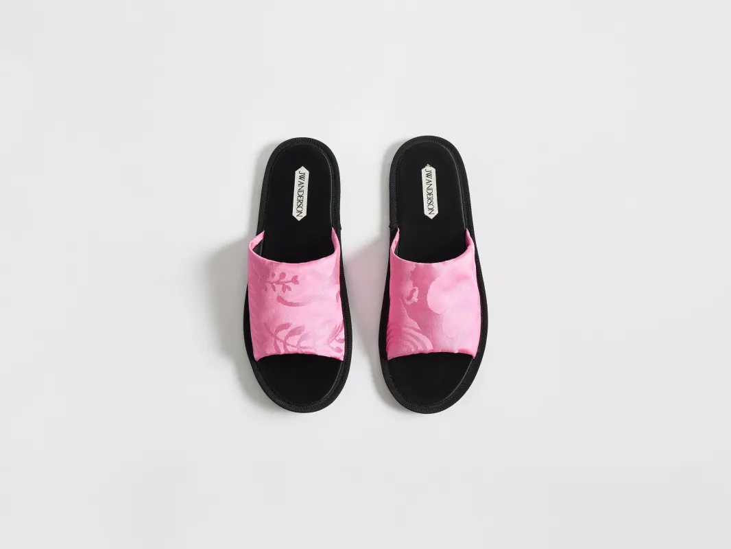WOMENS OPEN TOE SLIDES IN CAMELLIA made by J.W. Anderson