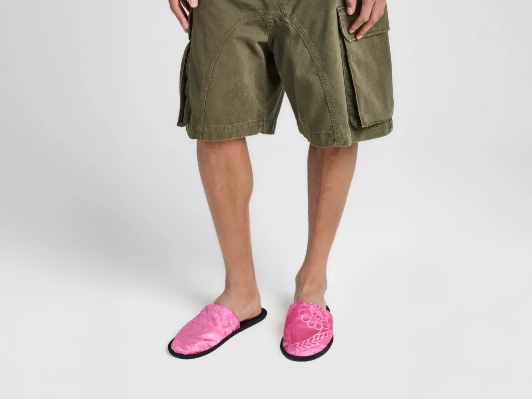 MENS CLOSE TOE SLIDES IN CAMELLIA made by J.W. Anderson