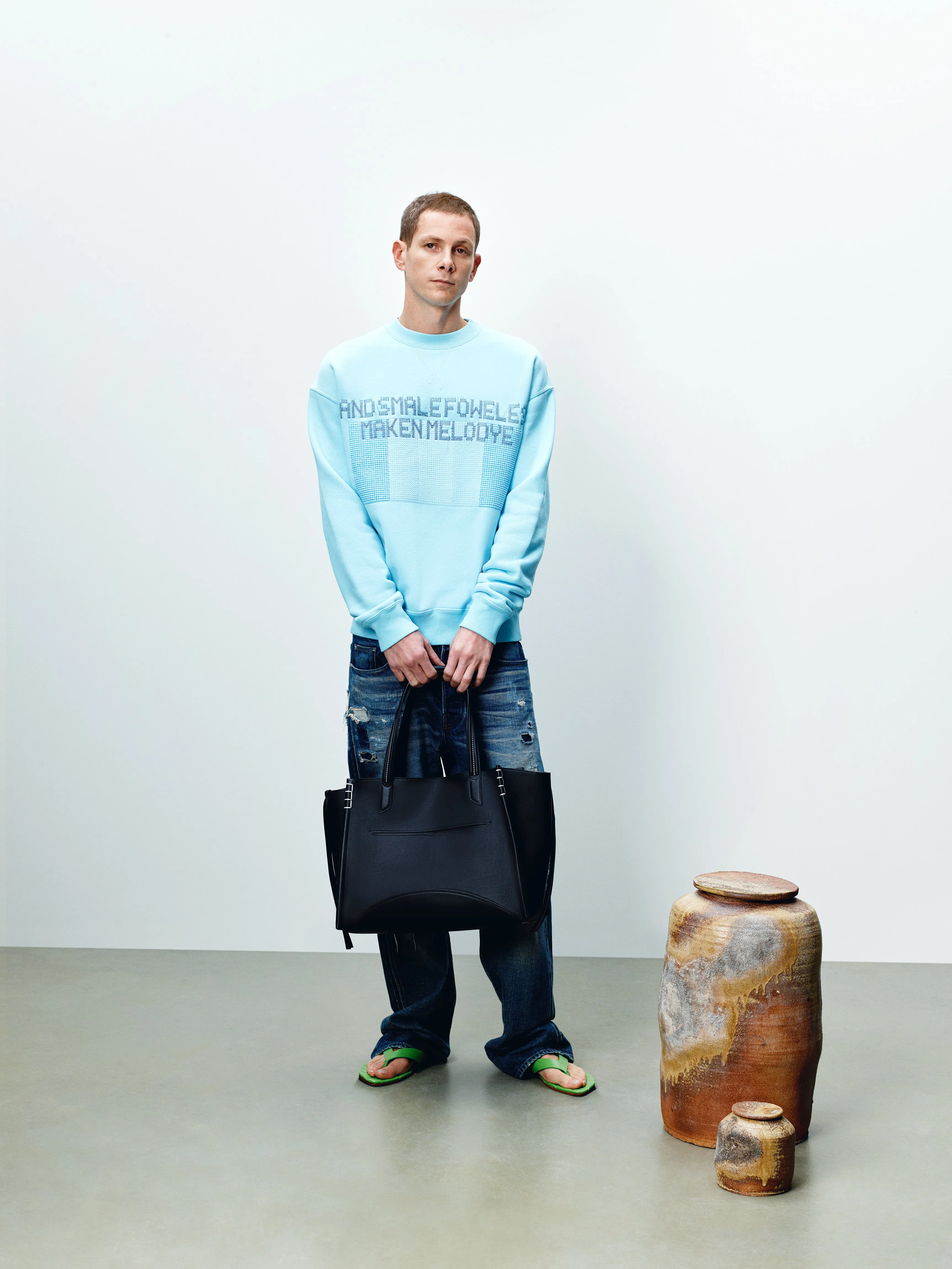 MENS PAINTED BIRDS SWEATSHIRT IN SKY BLUE sold by J.W. Anderson