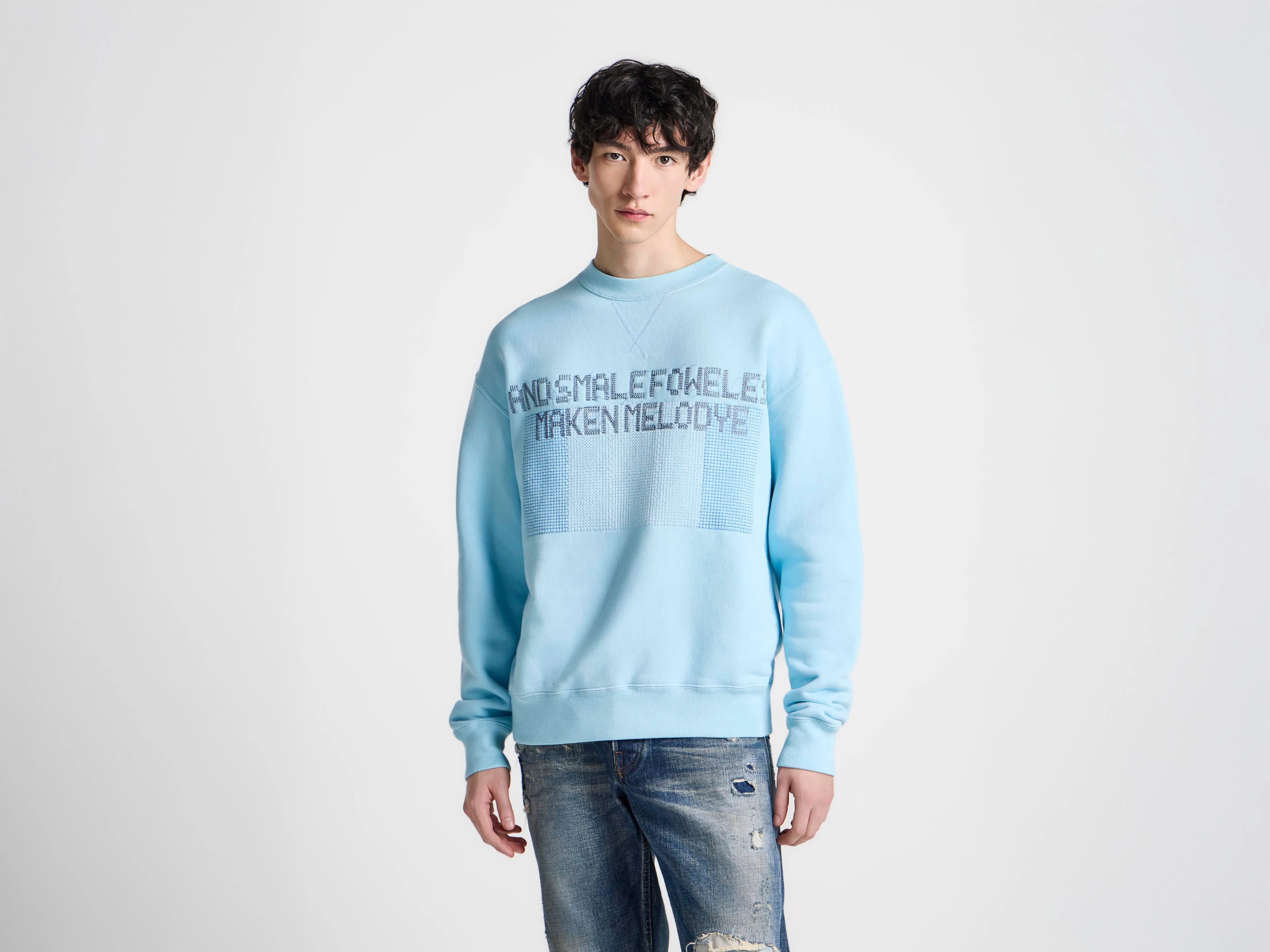 MENS PAINTED BIRDS SWEATSHIRT IN SKY BLUE sold by J.W. Anderson product image thumbnail 3