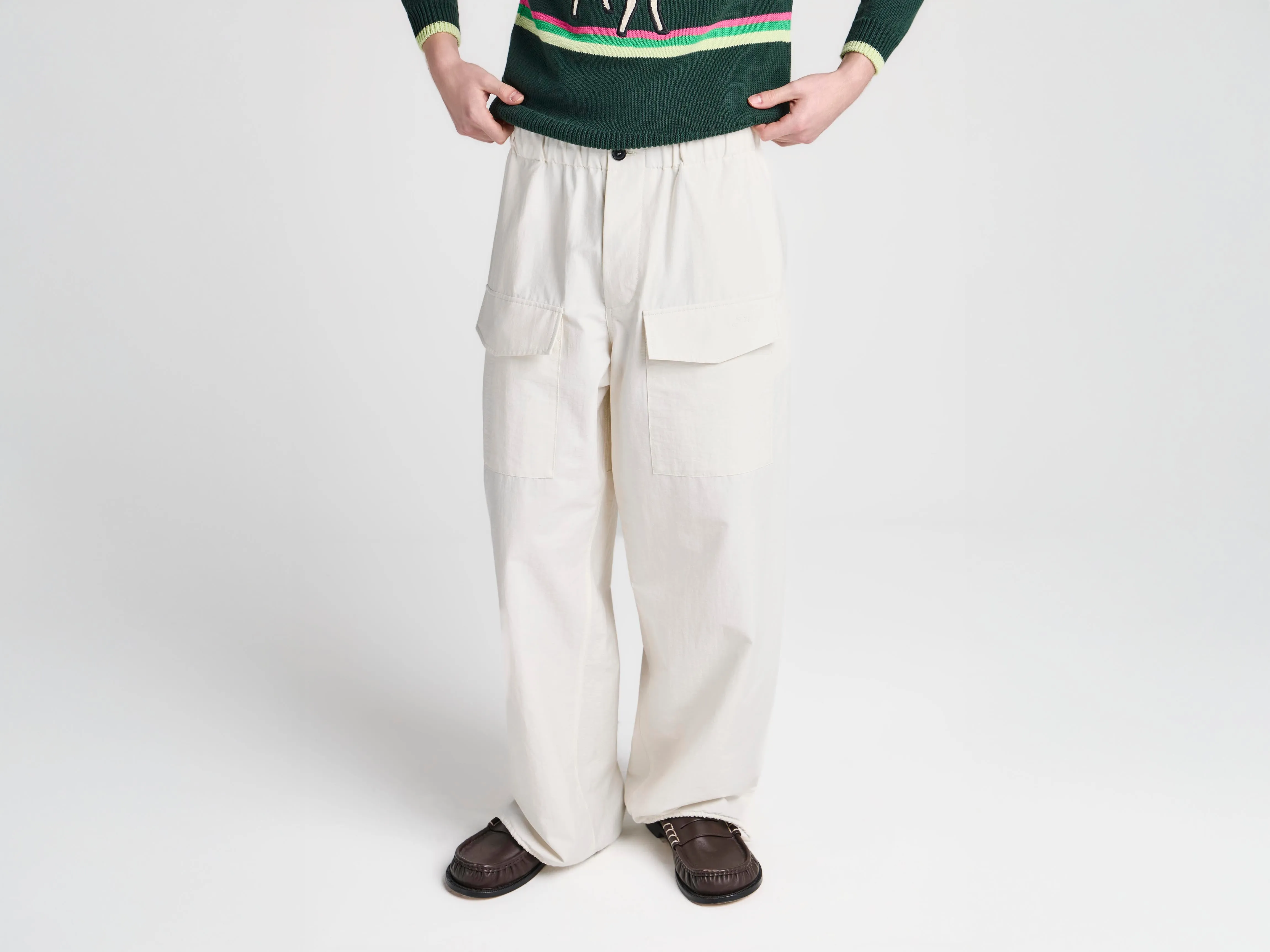 MENS PARACHUTE TRACK PANTS IN IVORY sold by J.W. Anderson