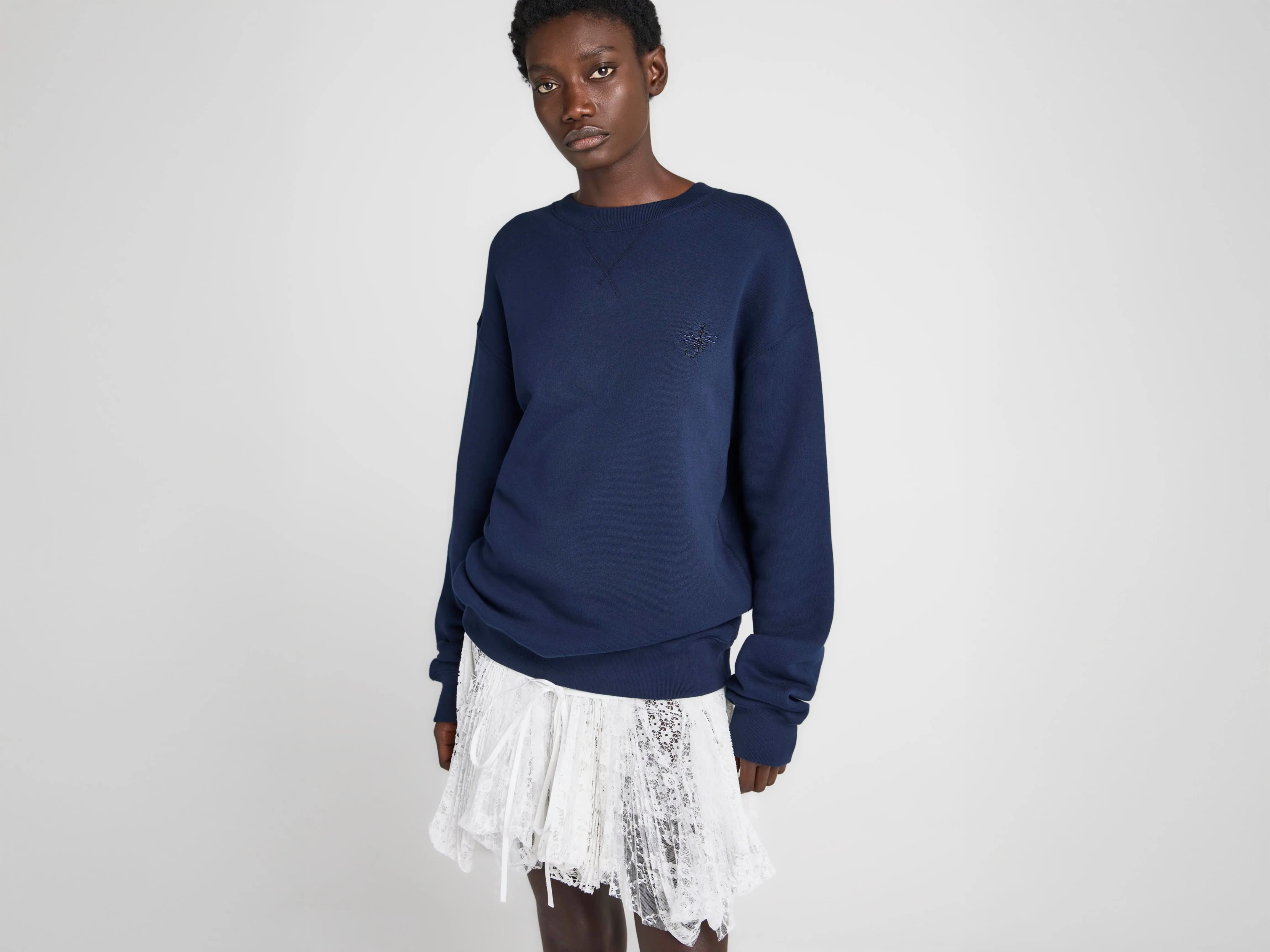 WOMENS RIBBON ANCHOR SWEATSHIRT IN NAVY sold by J.W. Anderson