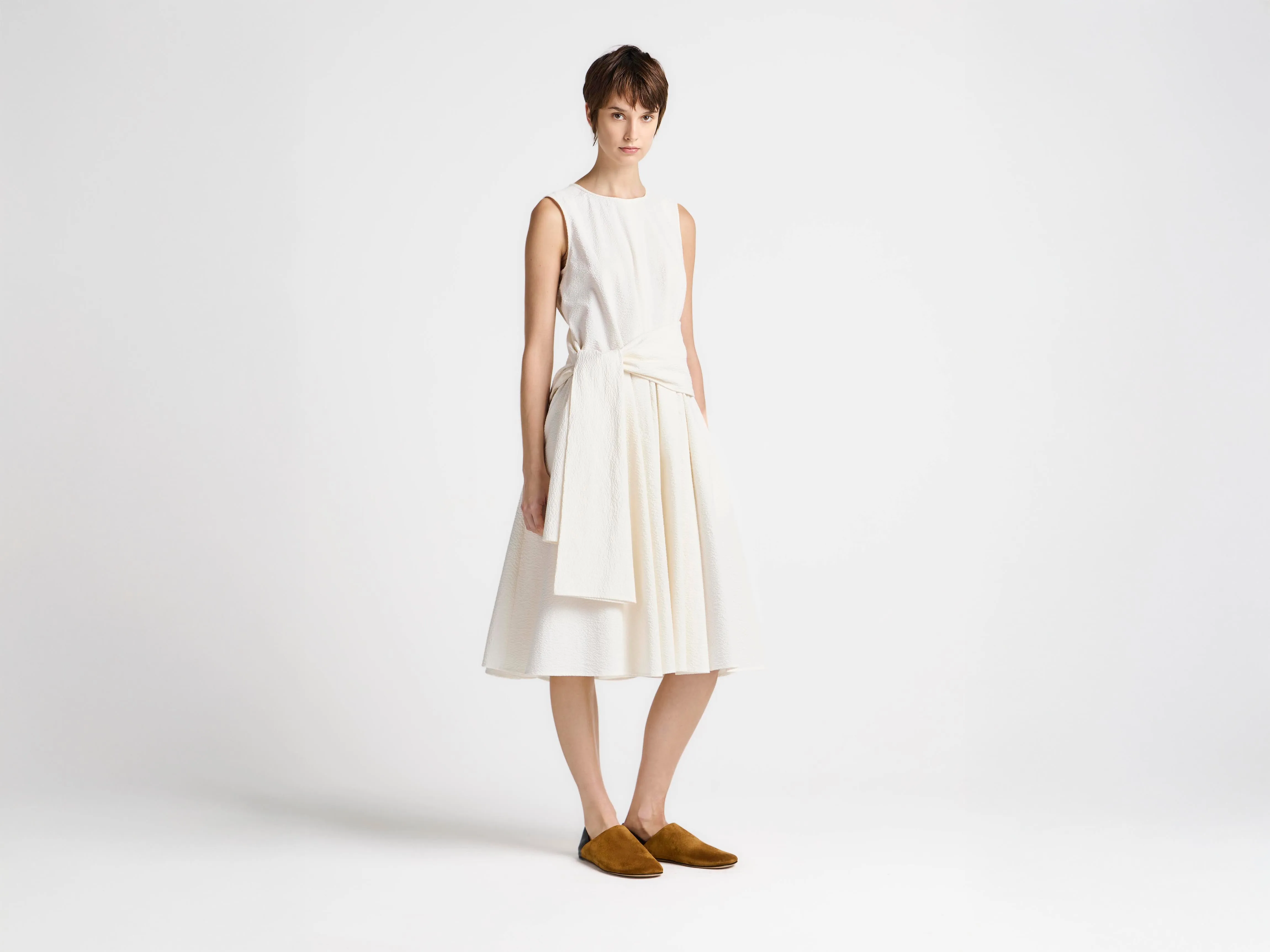 WOMENS CLOQUE DRESS IN IVORY sold by J.W. Anderson