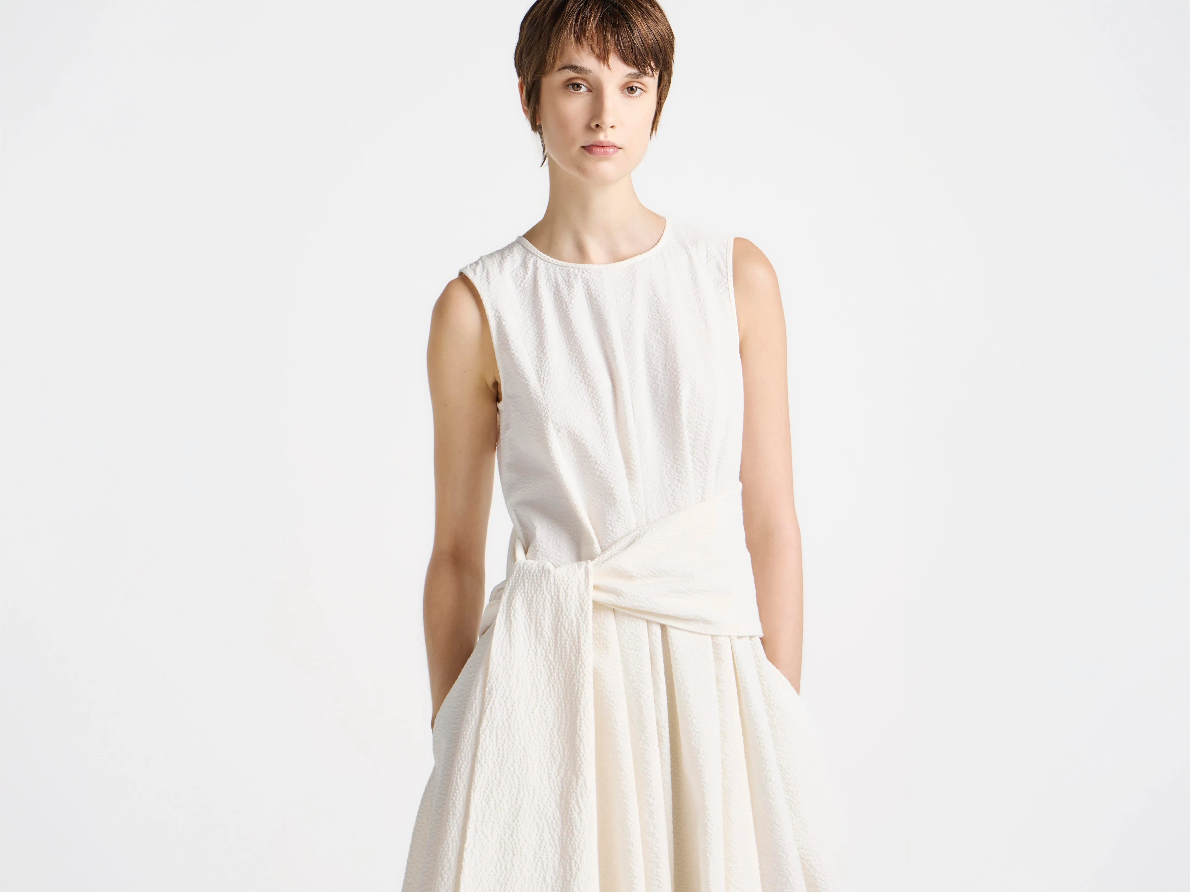 WOMENS CLOQUE DRESS IN IVORY sold by J.W. Anderson product image thumbnail 3