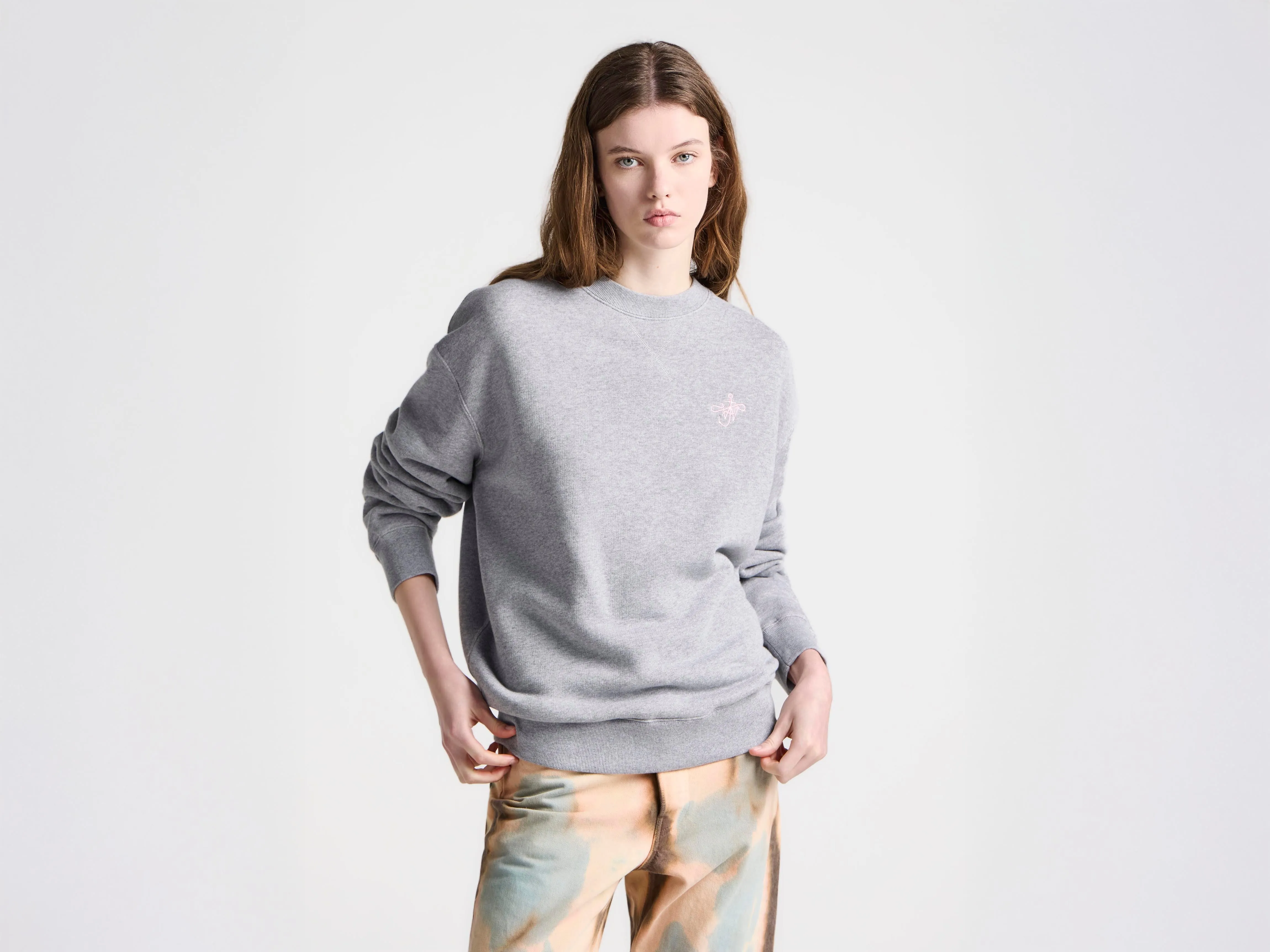 WOMENS RIBBON ANCHOR SWEATSHIRT IN MID GREY MELANGE sold by J.W. Anderson