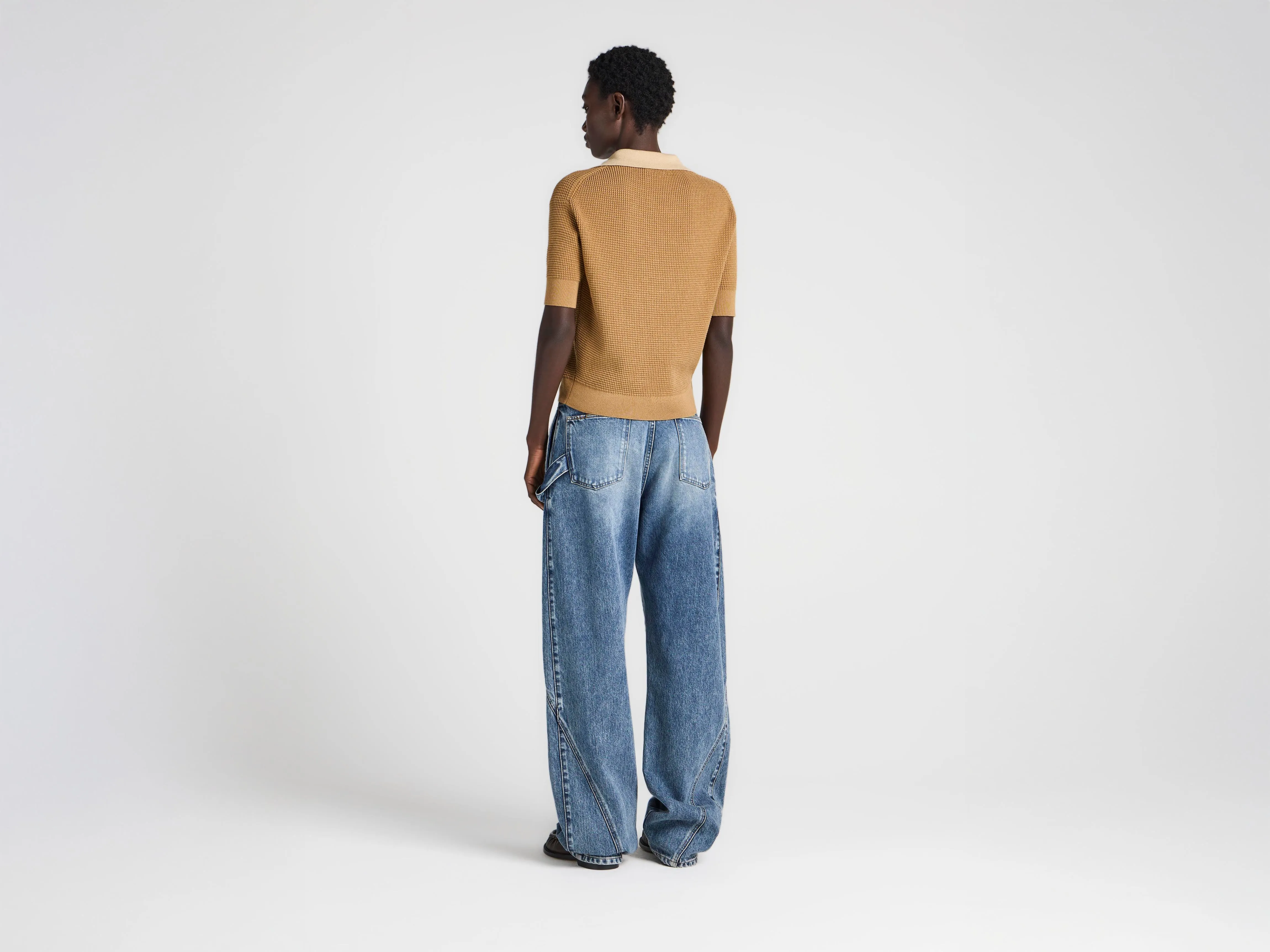 WOMENS KNITTED POLO TOP IN BUTTERSCOTCH sold by J.W. Anderson product image thumbnail 2