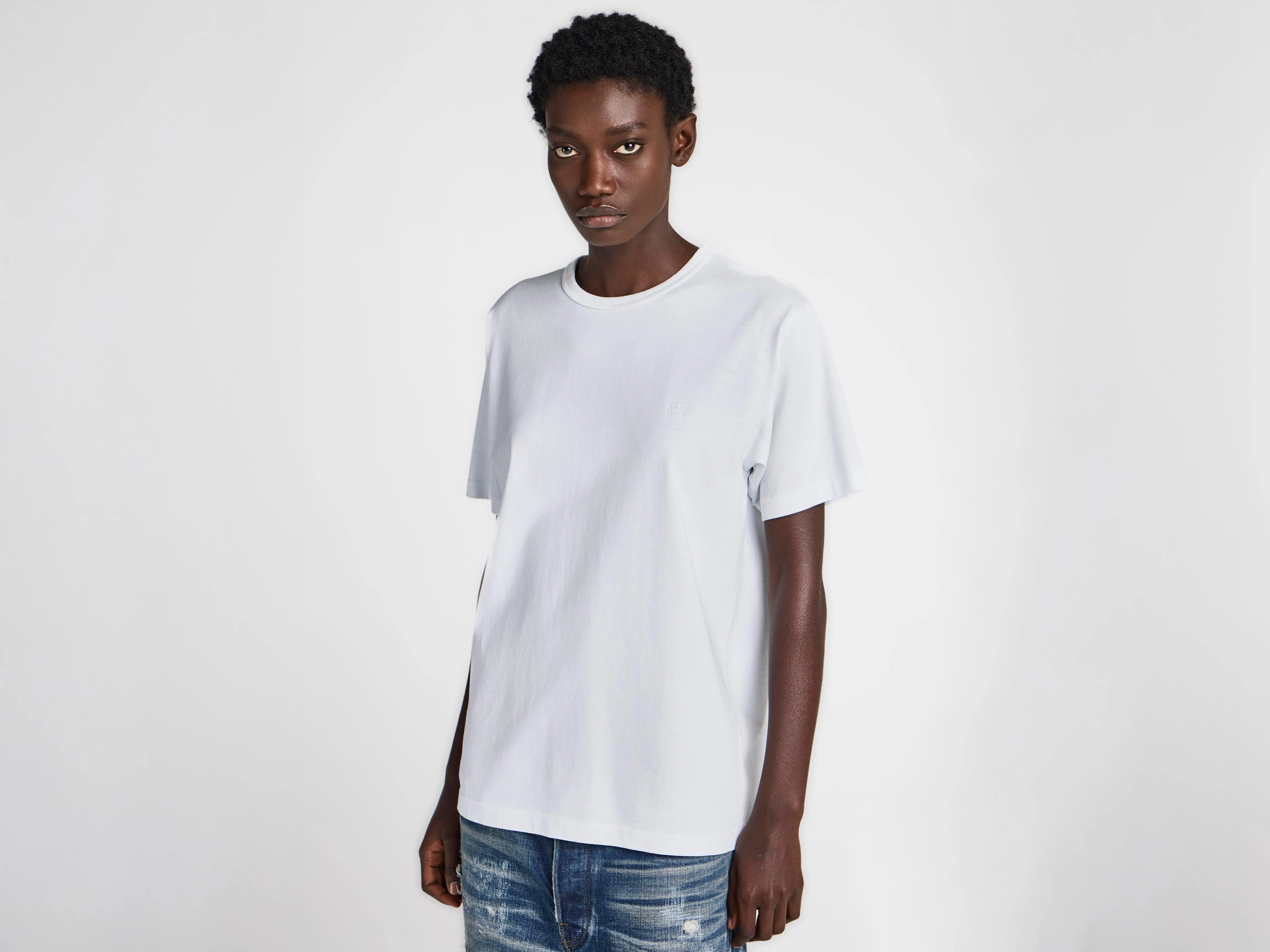 WOMENS EMBROIDERED ANCHOR T-SHIRT IN WHITE sold by J.W. Anderson