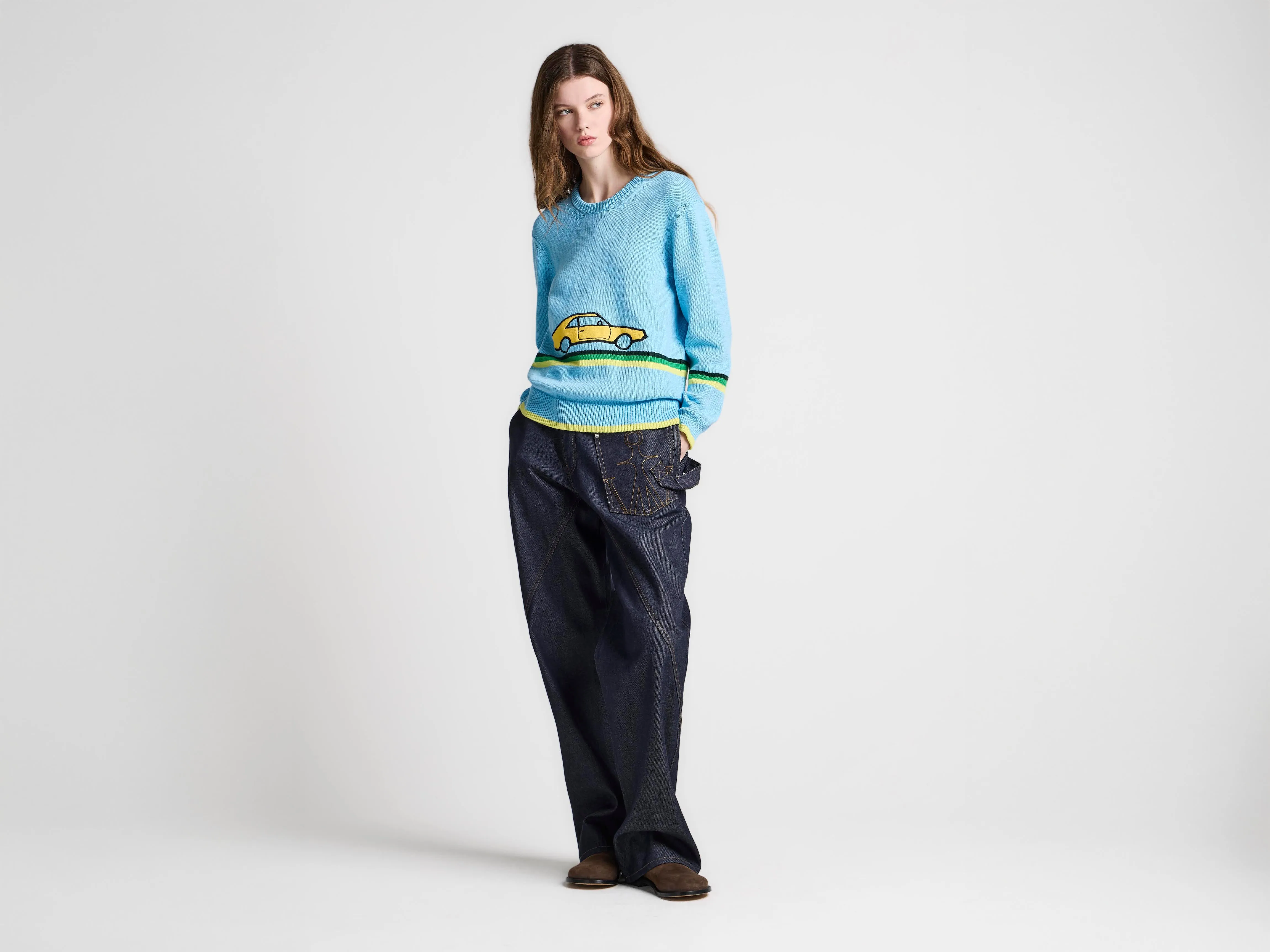 WOMENS CAR JUMPER IN SKY BLUE sold by J.W. Anderson