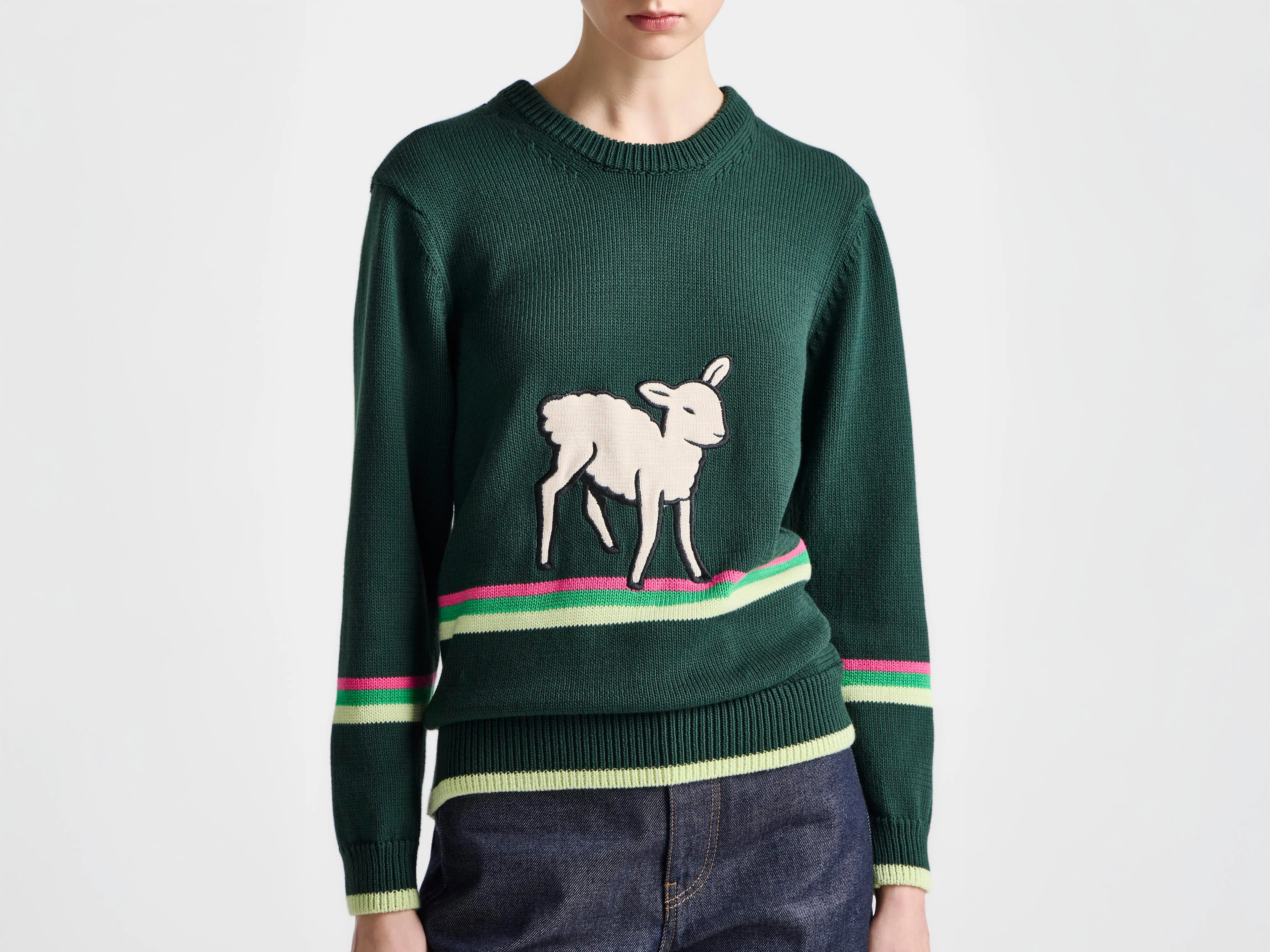 WOMENS SHEEP JUMPER IN DARK GREEN sold by J.W. Anderson product image thumbnail 4