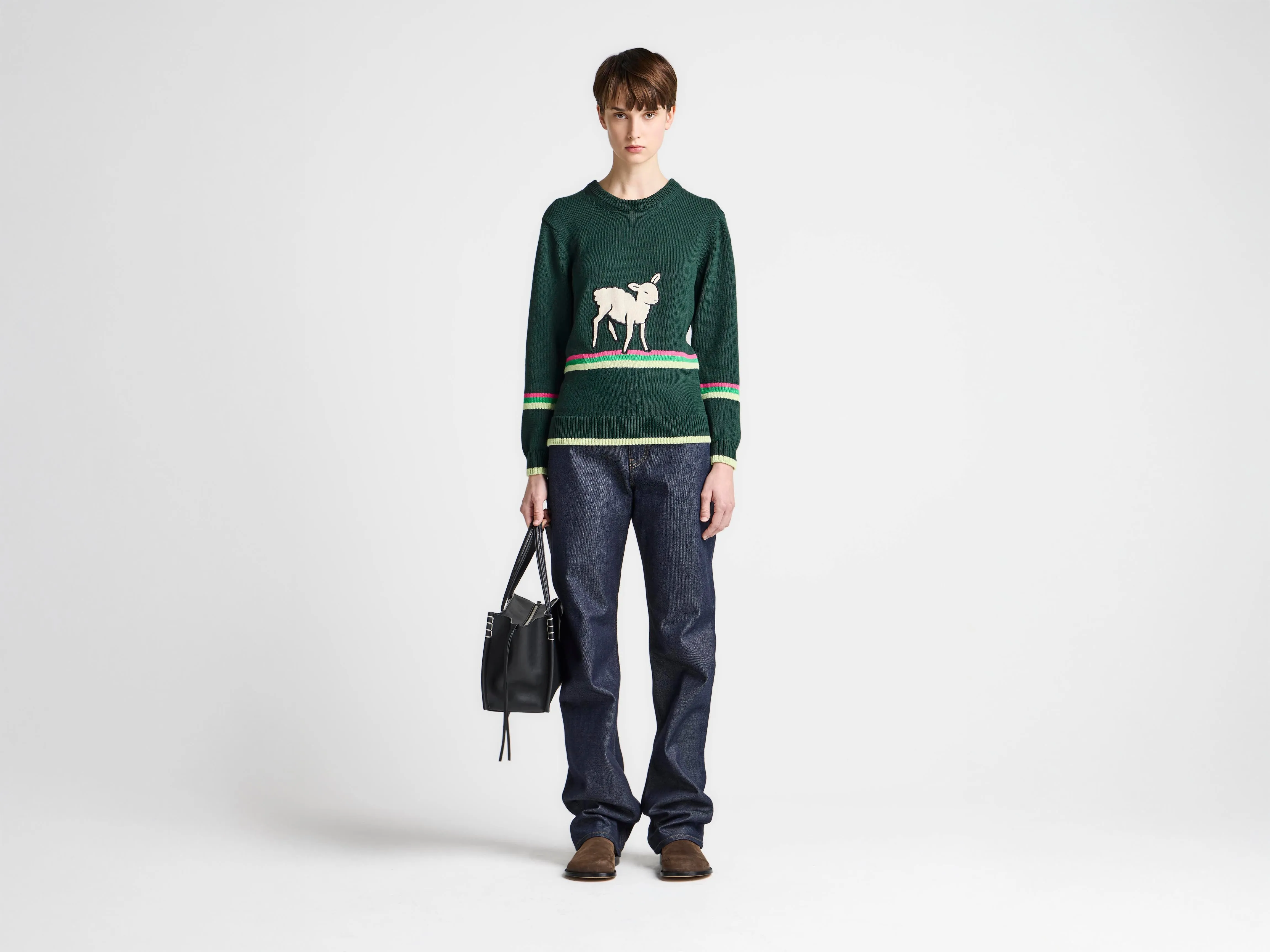 WOMENS SHEEP JUMPER IN DARK GREEN sold by J.W. Anderson product image thumbnail 5