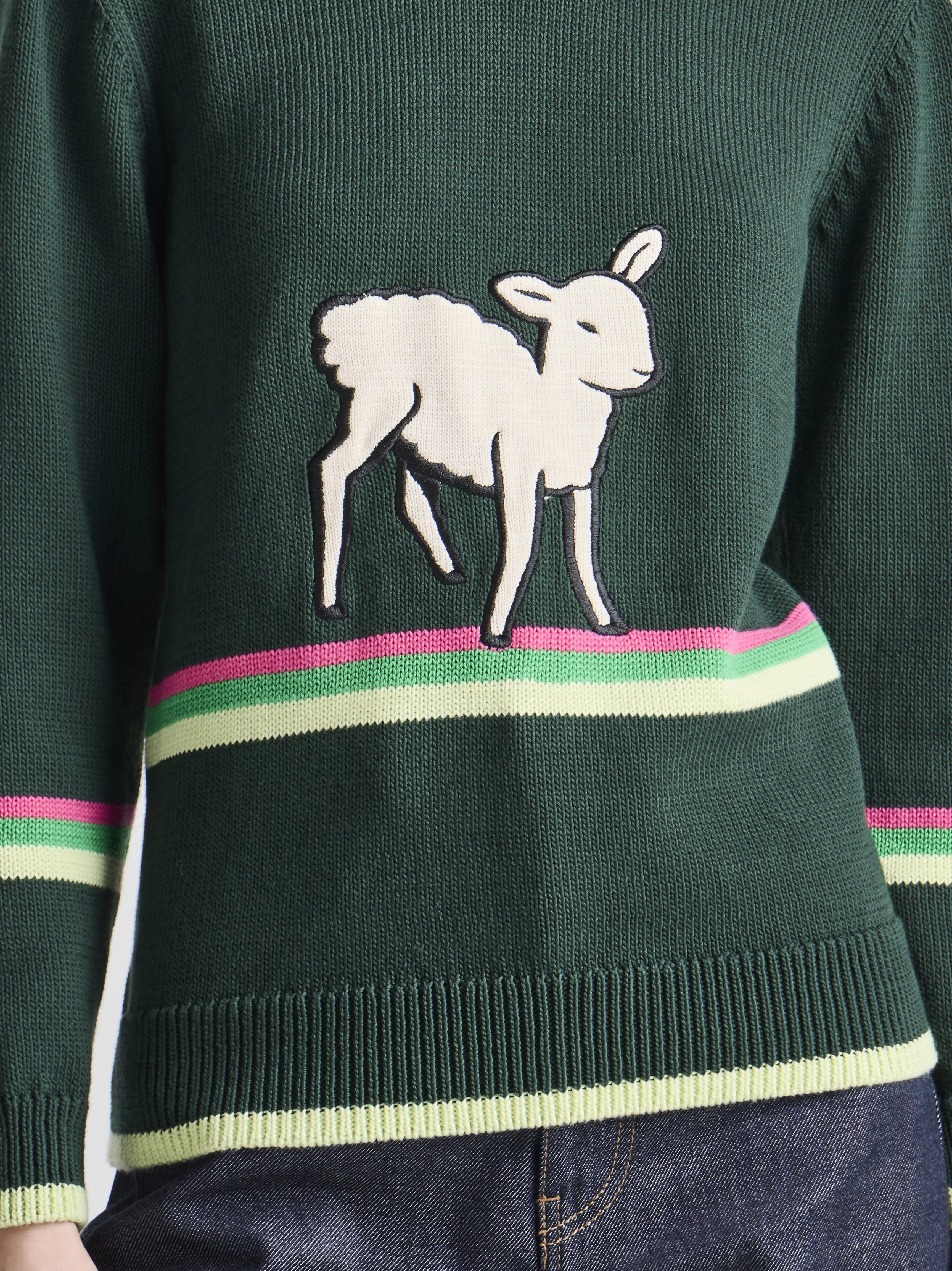 WOMENS SHEEP JUMPER IN DARK GREEN sold by J.W. Anderson product image thumbnail 3