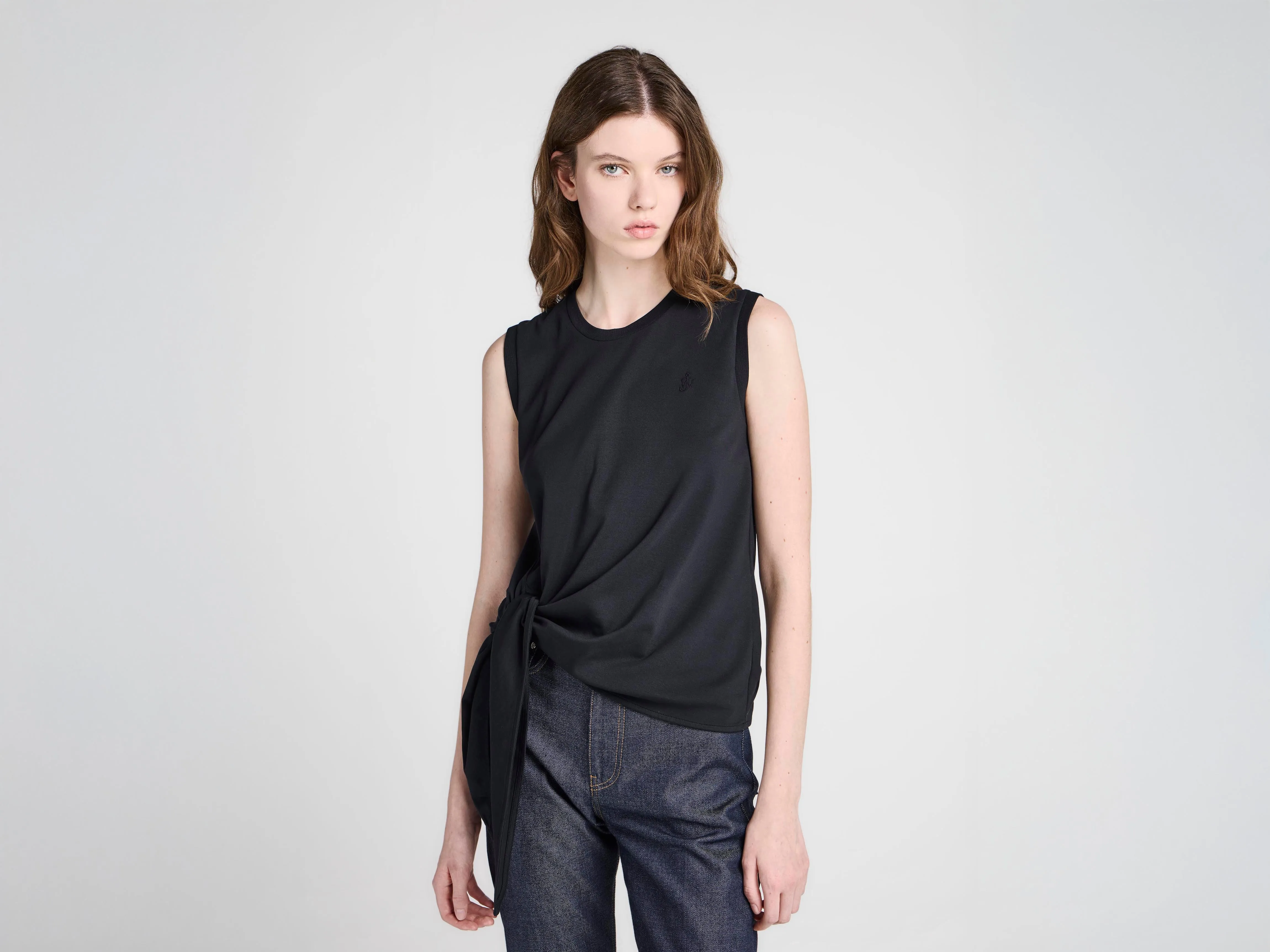 WOMENS HEM KNOT TANK TOP IN BLACK sold by J.W. Anderson