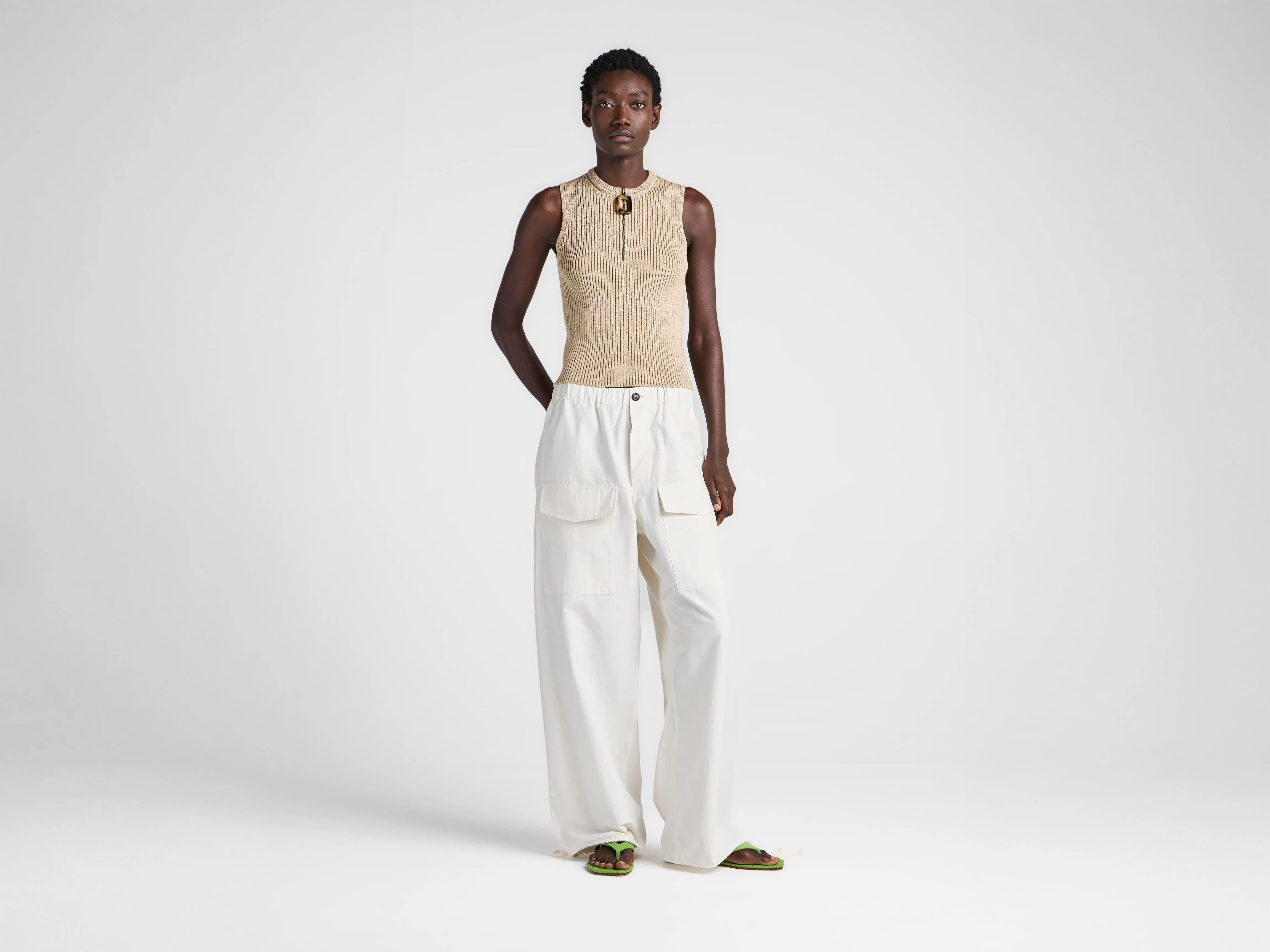 WOMENS ZIPPED TANK TOP IN SAND sold by J.W. Anderson product image thumbnail 3
