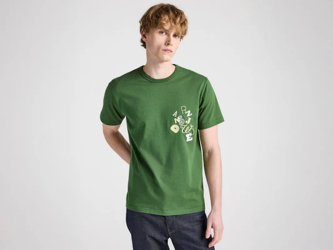 MENS SCATTERED LETTERS T-SHIRT IN GREEN made by J.W. Anderson