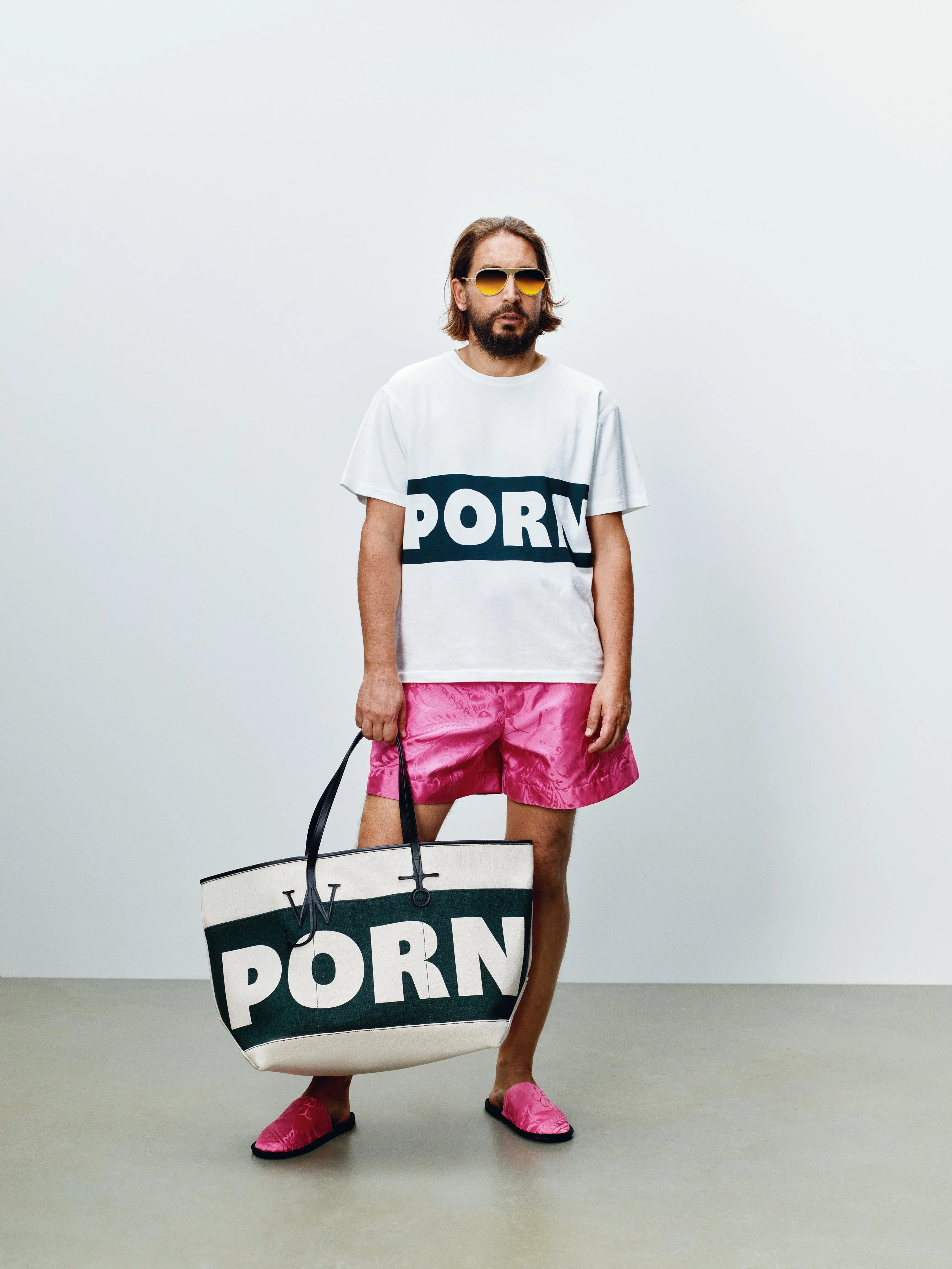 MENS PORN T-SHIRT IN WHITE & GREEN sold by J.W. Anderson