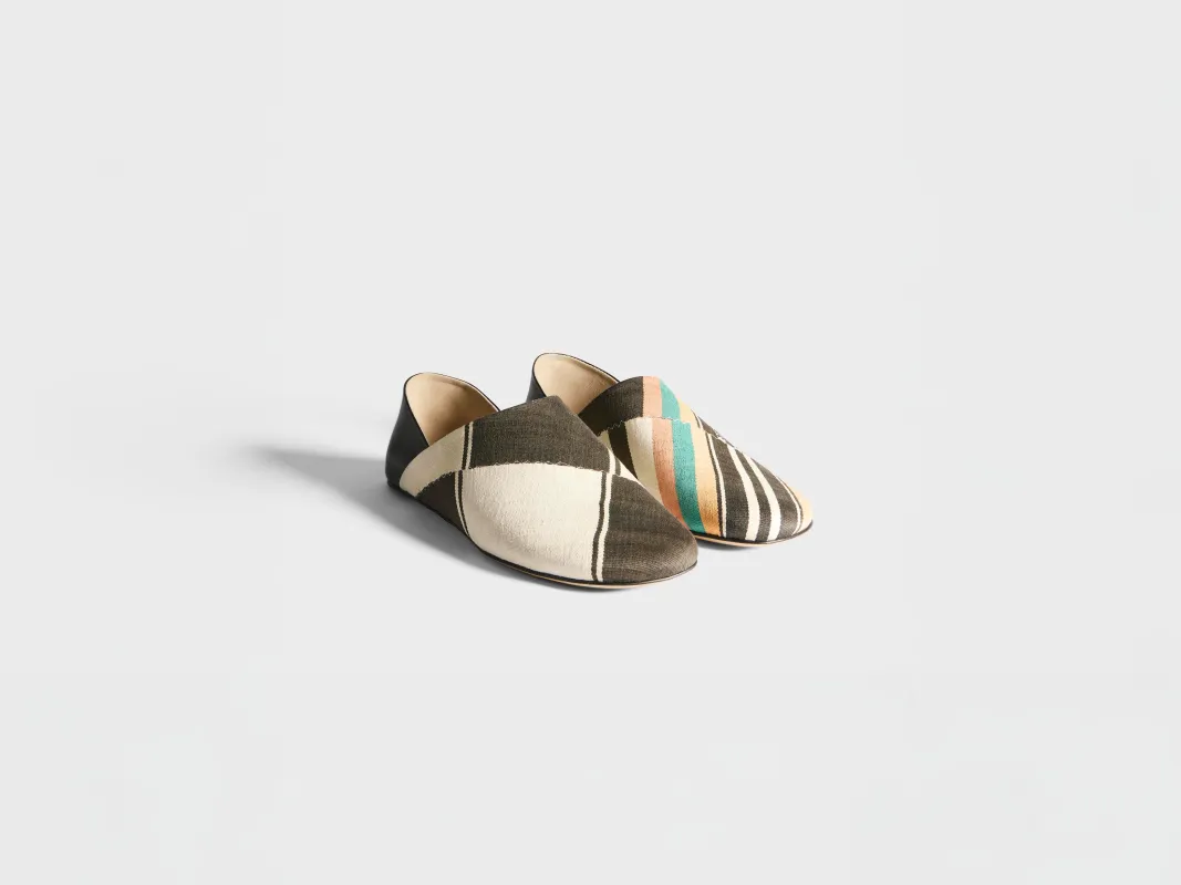MENS LEATHER SLIPPER MULES IN BLACK & MULTI made by J.W. Anderson