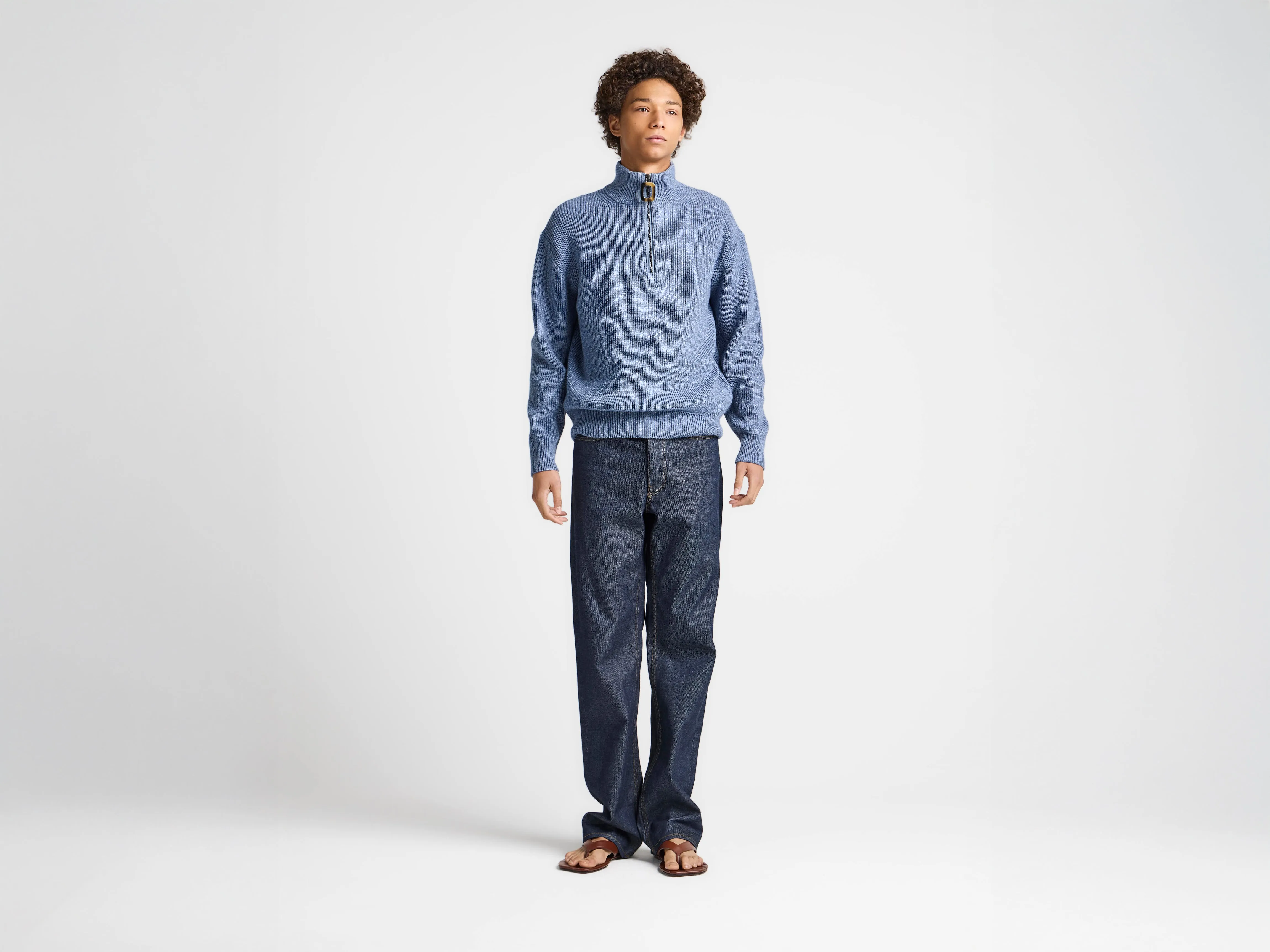 MENS HALF ZIP JUMPER IN SMOKE BLUE sold by J.W. Anderson product image thumbnail 2