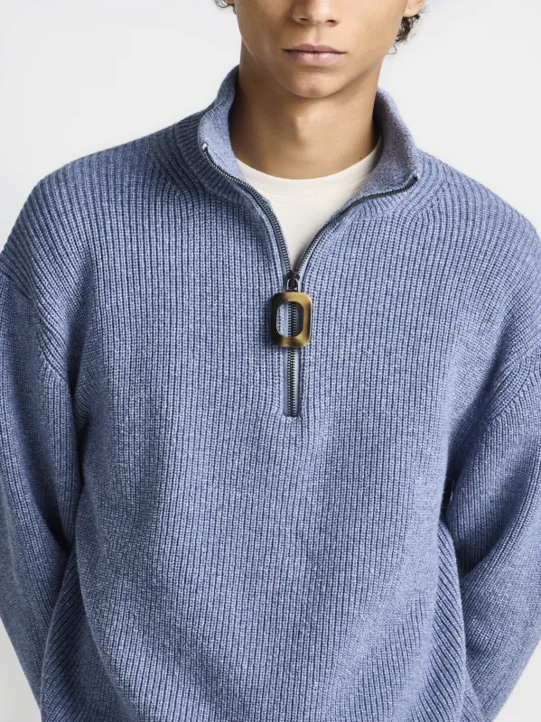 MENS HALF ZIP JUMPER IN SMOKE BLUE made by J.W. Anderson