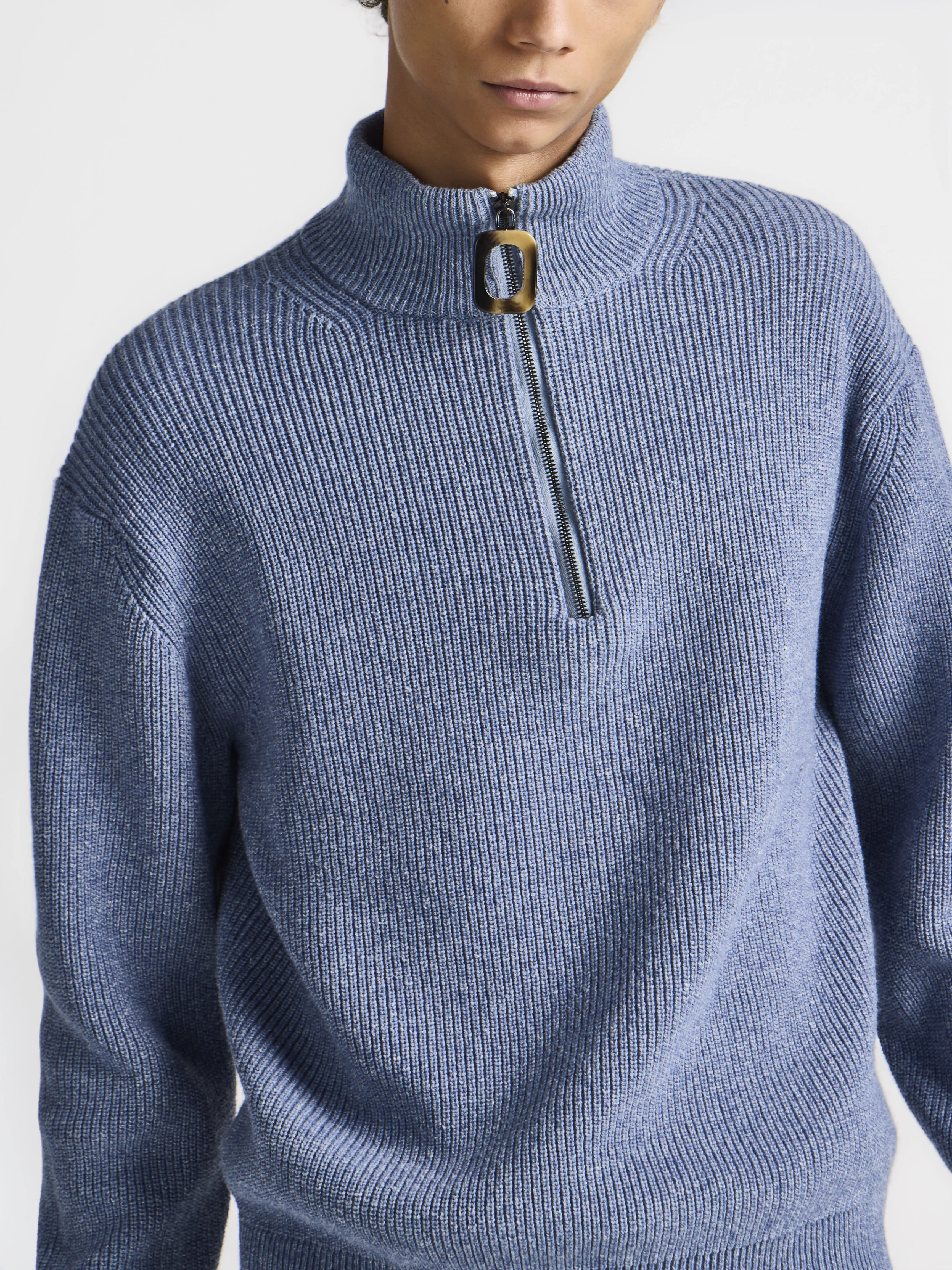 MENS HALF ZIP JUMPER IN SMOKE BLUE sold by J.W. Anderson product image thumbnail 4
