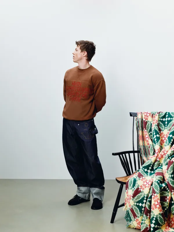 MENS PAINTED BIRDS SWEATSHIRT IN WALNUT made by J.W. Anderson
