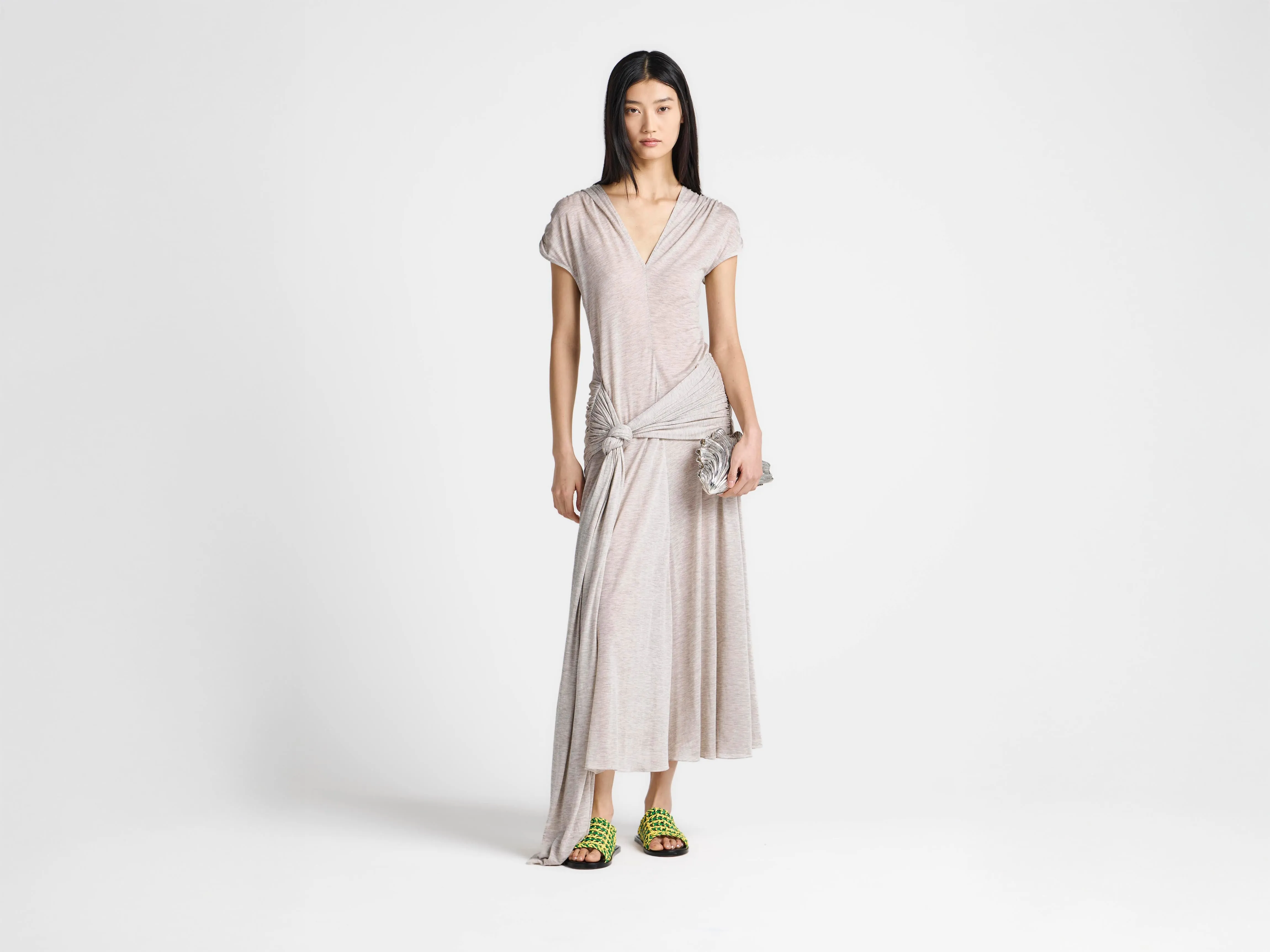 WOMENS KNOTTED WAIST LONGLINE DRESS IN OATMEAL MELANGE sold by J.W. Anderson product image thumbnail 2