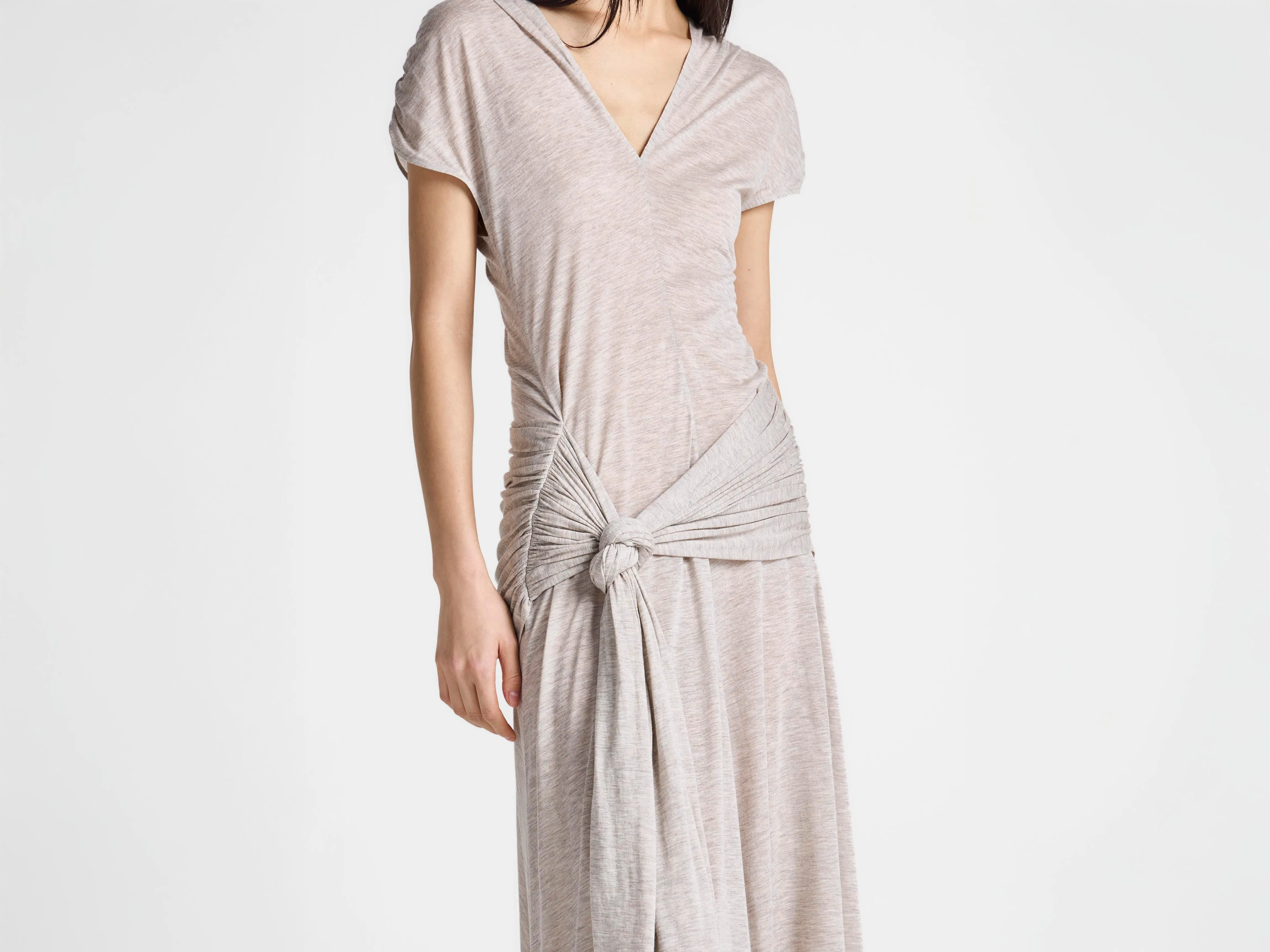 WOMENS KNOTTED WAIST LONGLINE DRESS IN OATMEAL MELANGE sold by J.W. Anderson product image thumbnail 5