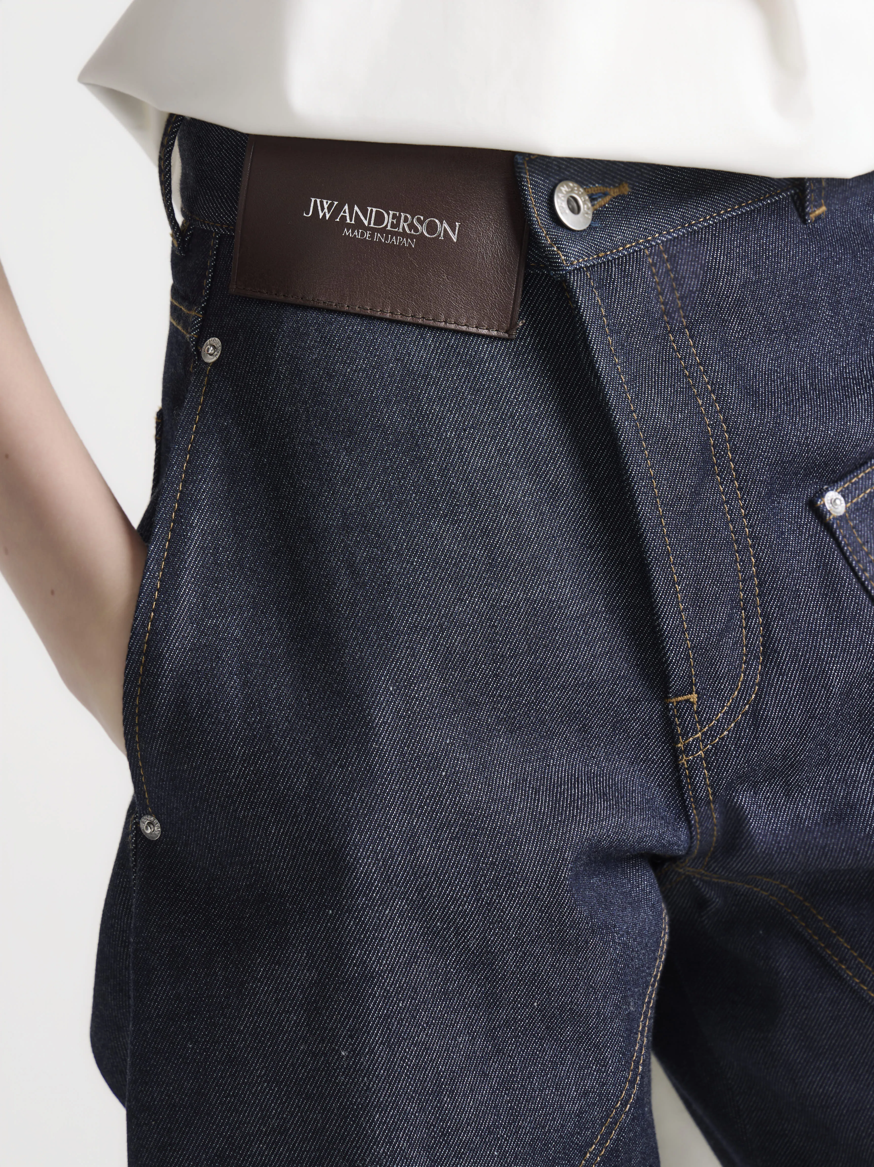 WOMENS TWISTED TURN-UP WORKWEAR DENIM JEANS IN INDIGO sold by J.W. Anderson product image thumbnail 4