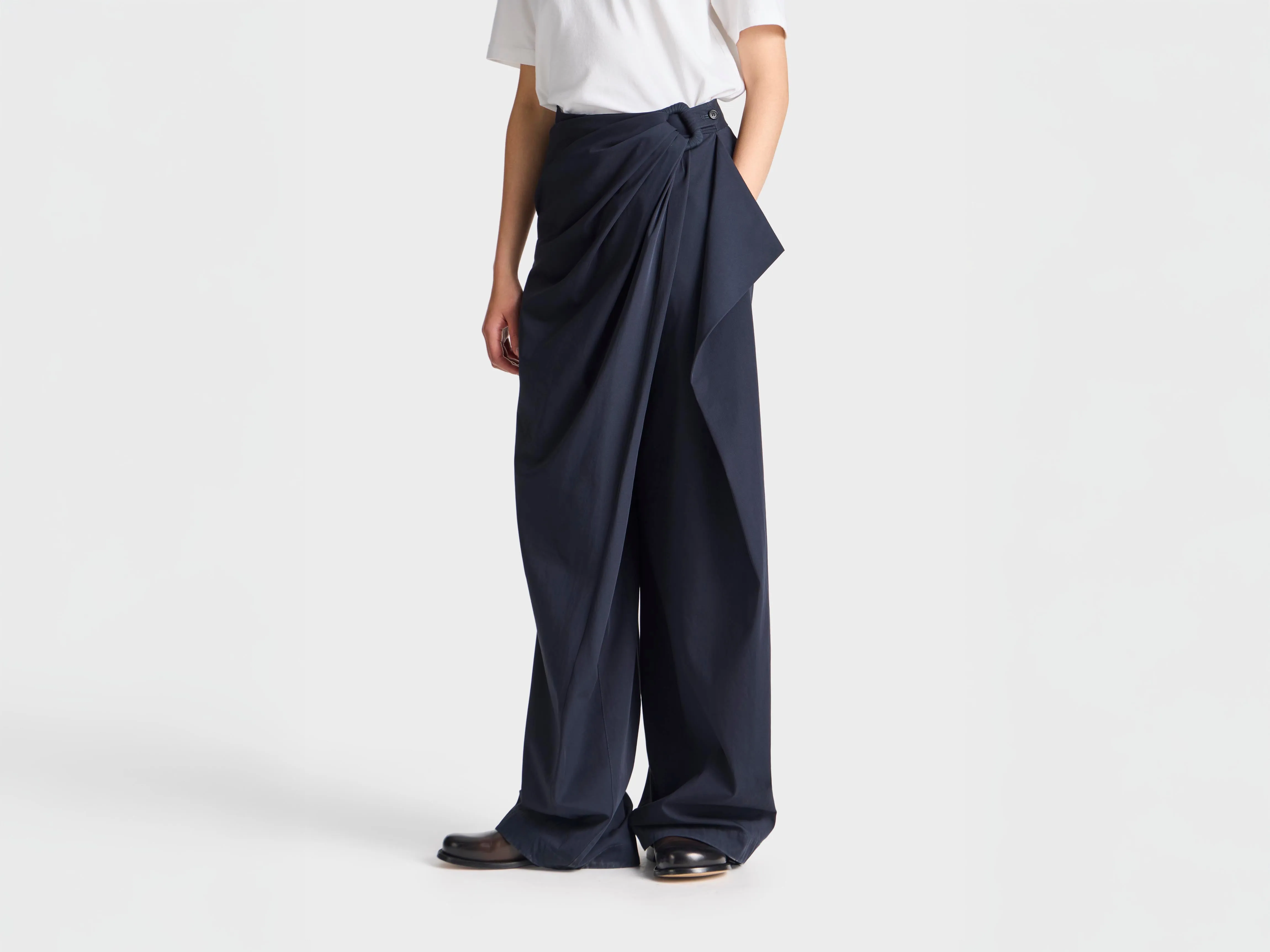 WOMENS FOLD OVER TROUSERS IN NAVY sold by J.W. Anderson