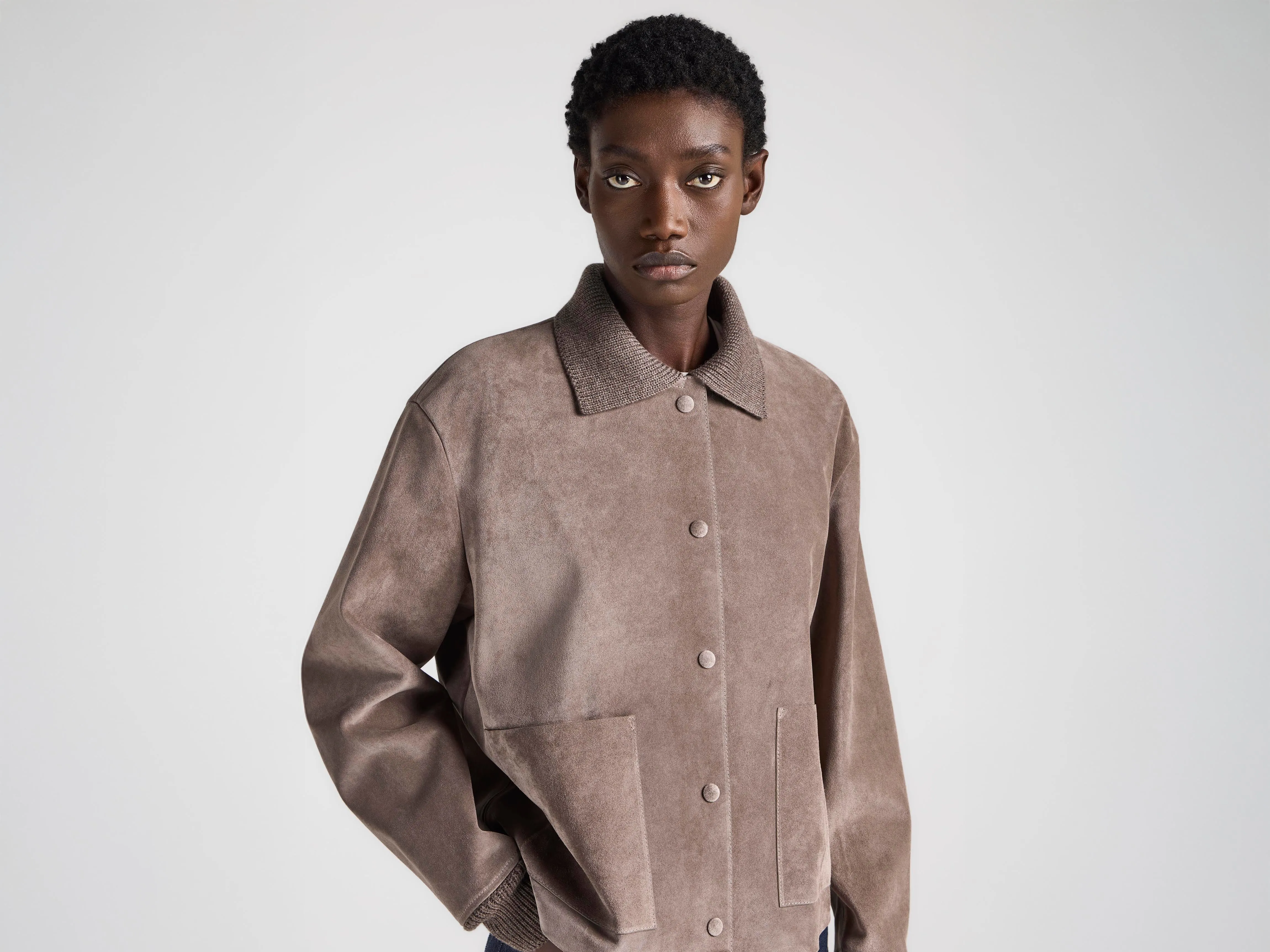 WOMENS SUEDE JACKET IN MOUSE GREY sold by J.W. Anderson product image thumbnail 2
