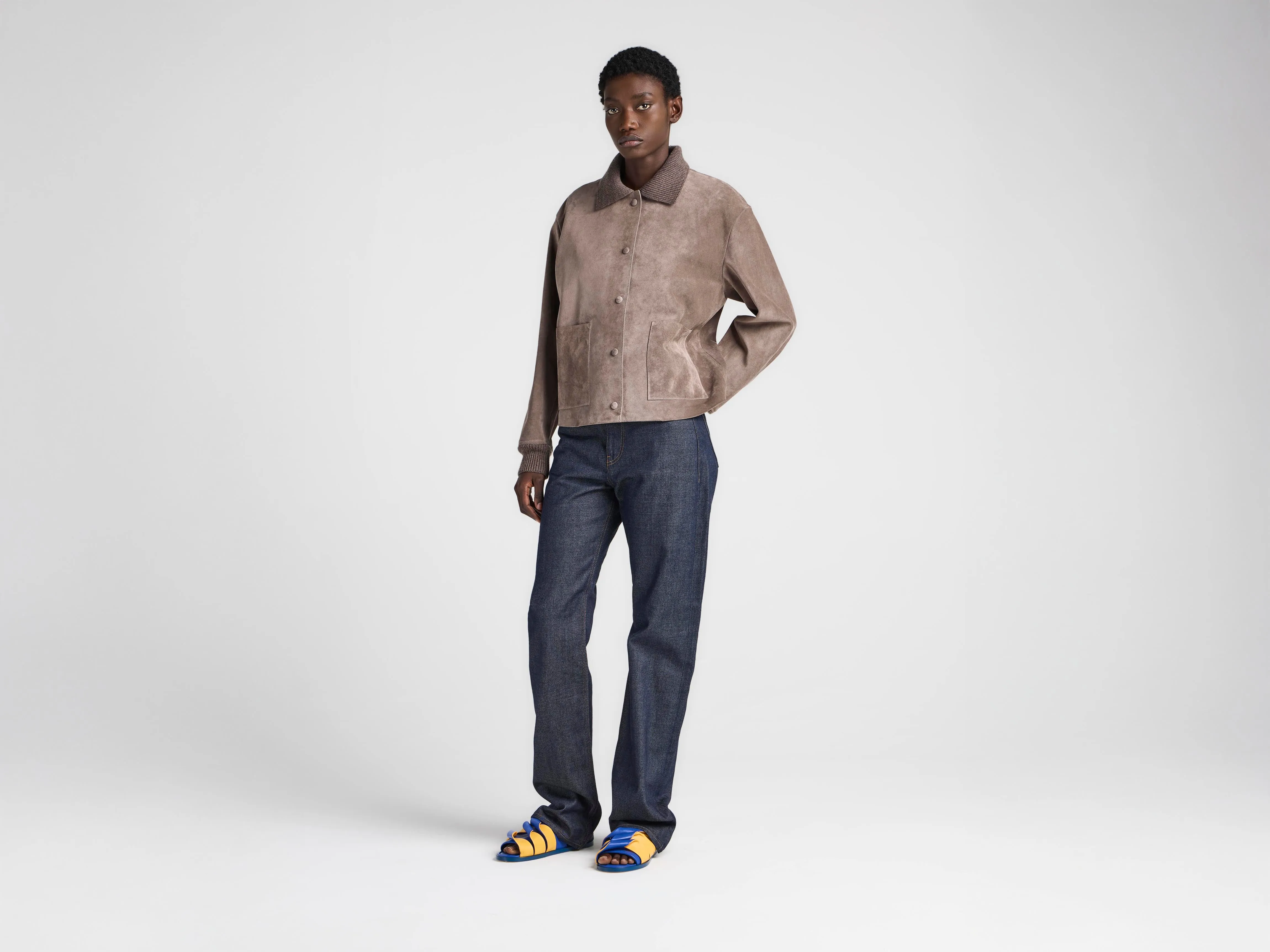 WOMENS SUEDE JACKET IN MOUSE GREY sold by J.W. Anderson product image thumbnail 3