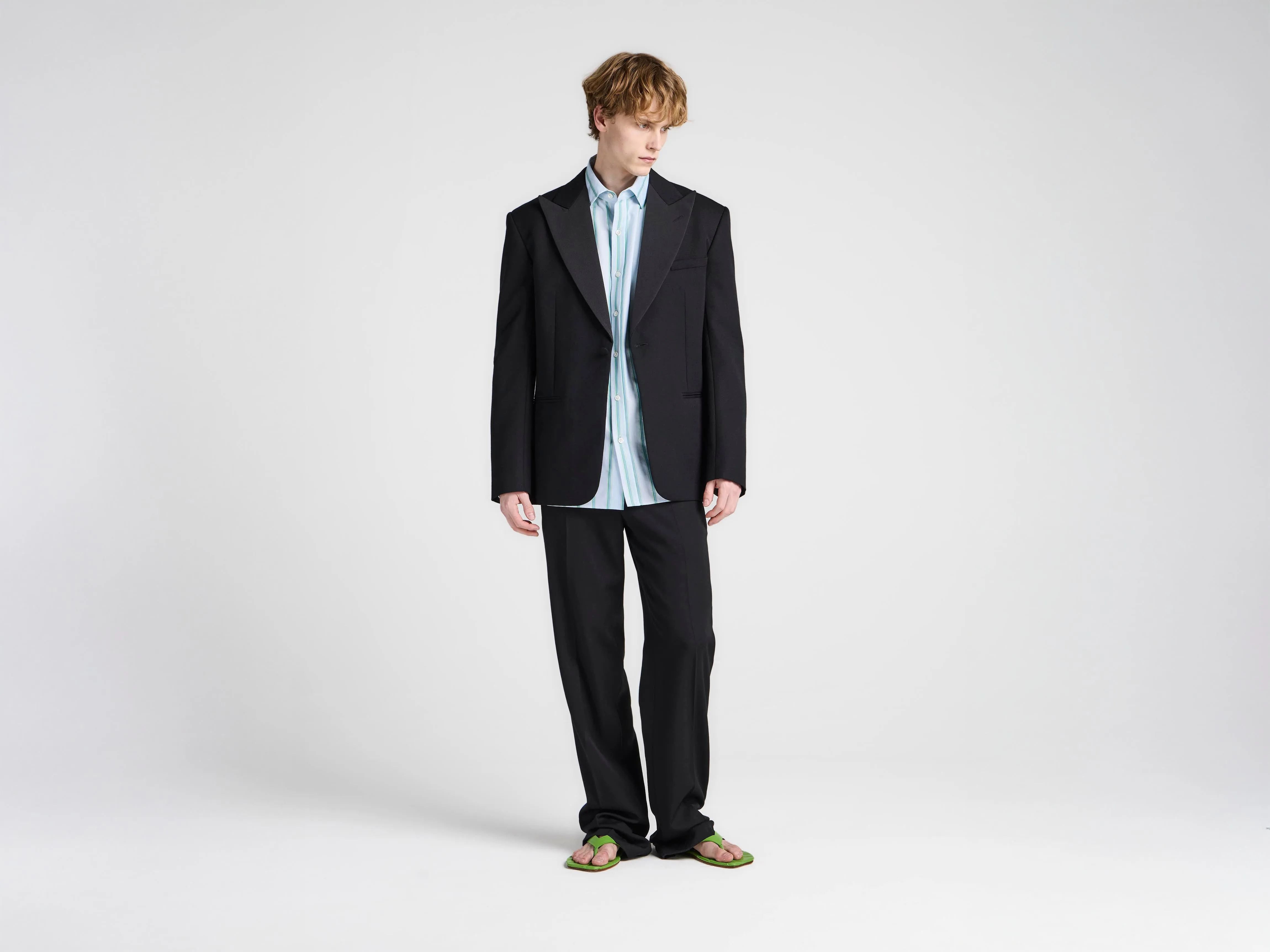 MENS STRIPED DRESS SHIRT IN BLUE & GREEN sold by J.W. Anderson product image thumbnail 4