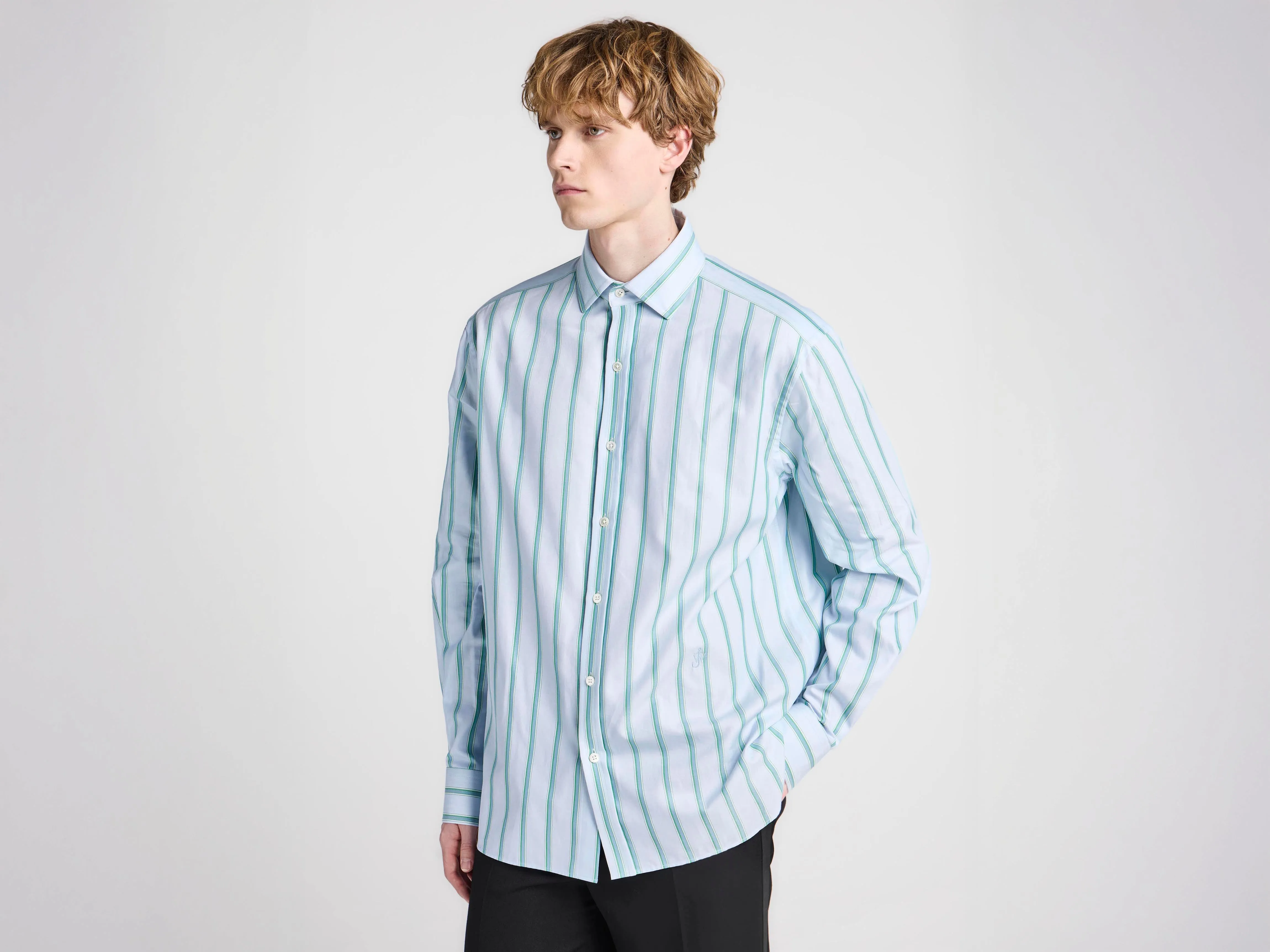 MENS STRIPED DRESS SHIRT IN BLUE & GREEN sold by J.W. Anderson