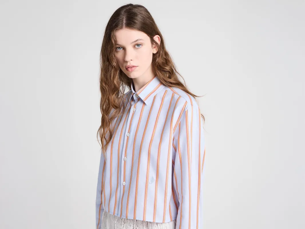 WOMENS CROPPED SHIRT IN BLUE & ORANGE made by J.W. Anderson