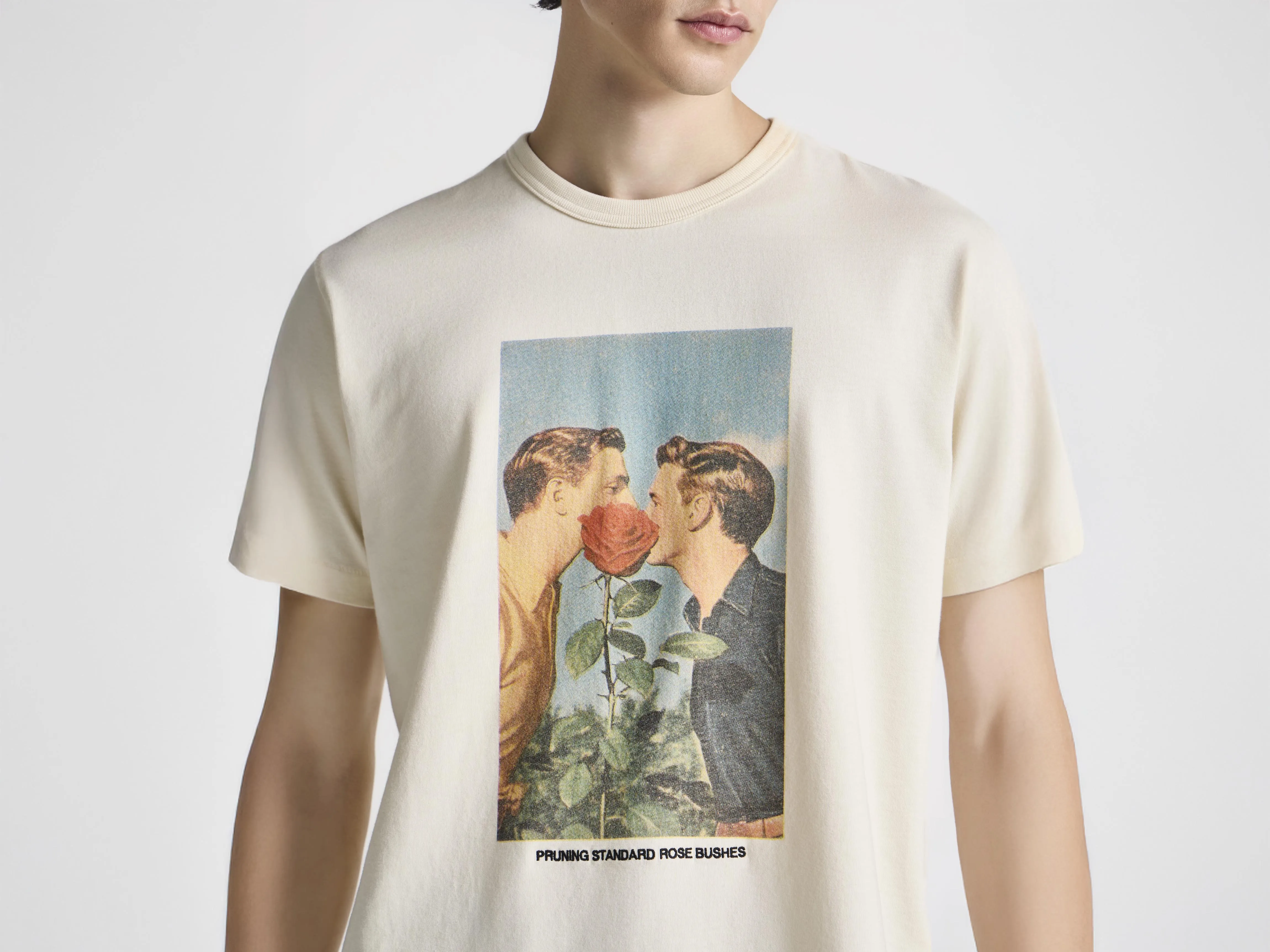 MENS 'KISSING BY THE ROSE BUSH' T-SHIRT IN ECRU sold by J.W. Anderson
