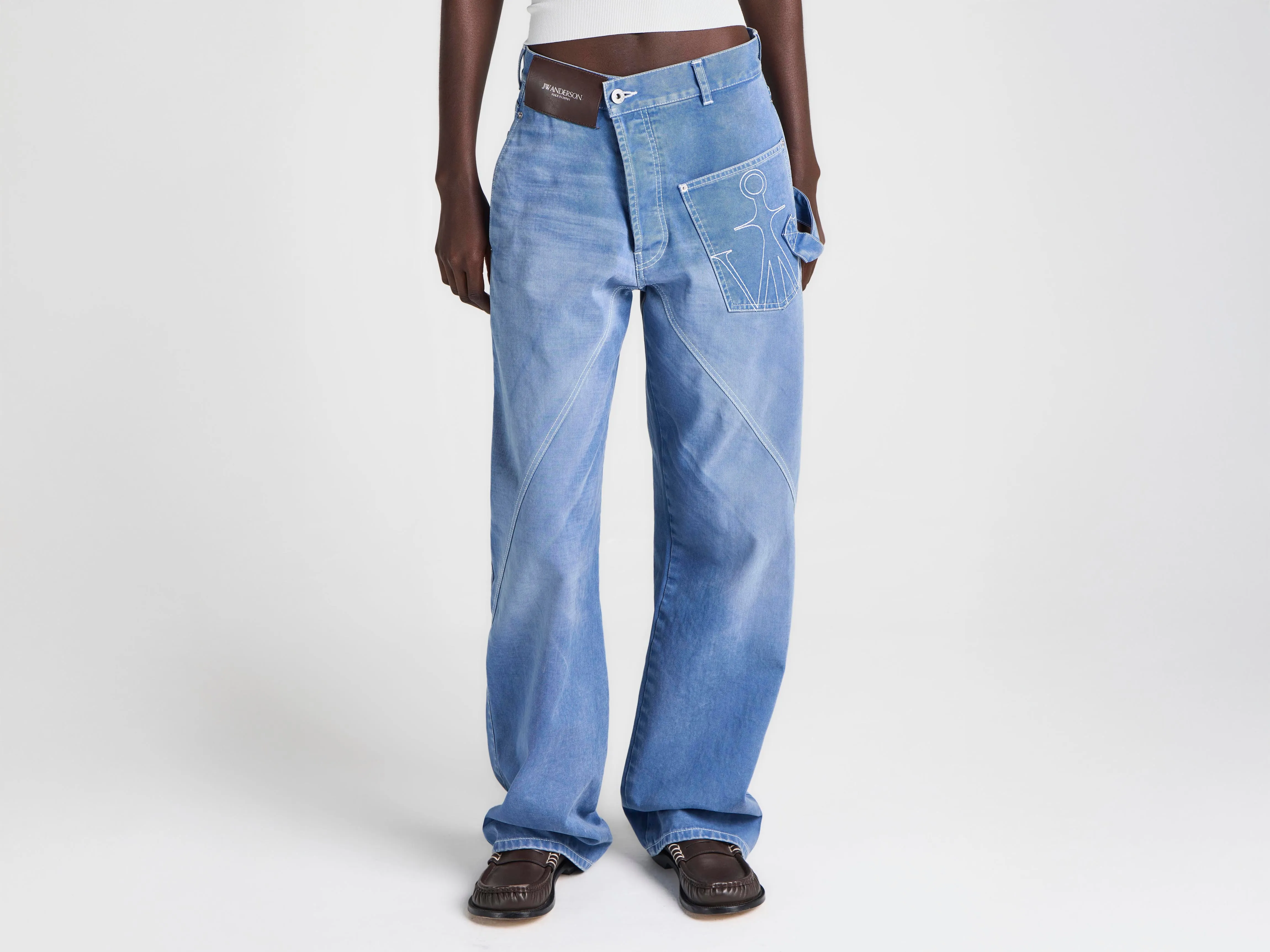 WOMENS TWISTED WORKWEAR DENIM JEANS IN FRENCH BLUE sold by J.W. Anderson product image thumbnail 3
