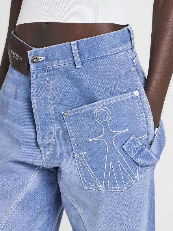 WOMENS TWISTED WORKWEAR DENIM JEANS IN FRENCH BLUE made by J.W. Anderson